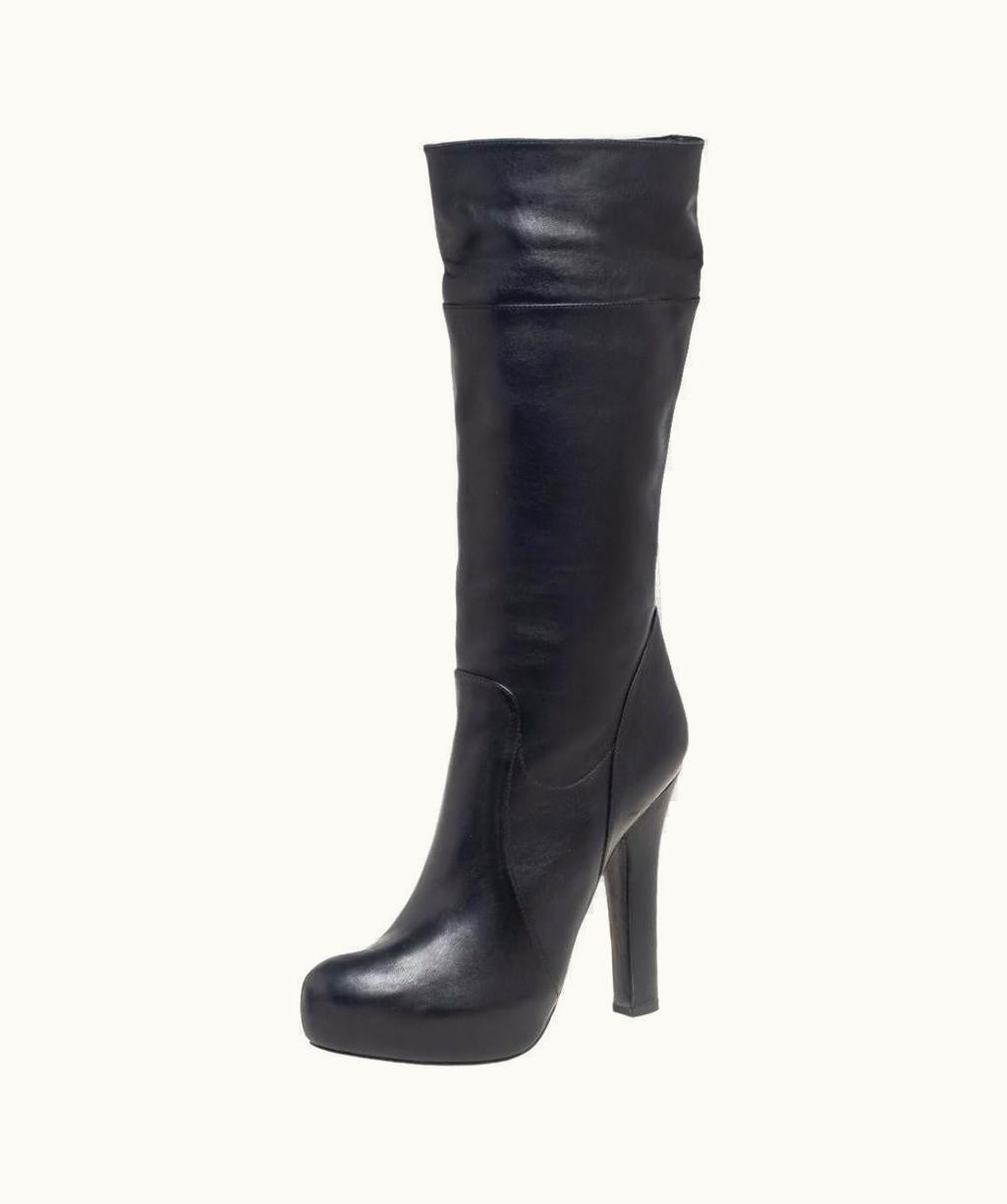 Dolce & Gabbana Dolce & Gabbana Black Leather Mid Calf Platform Boots