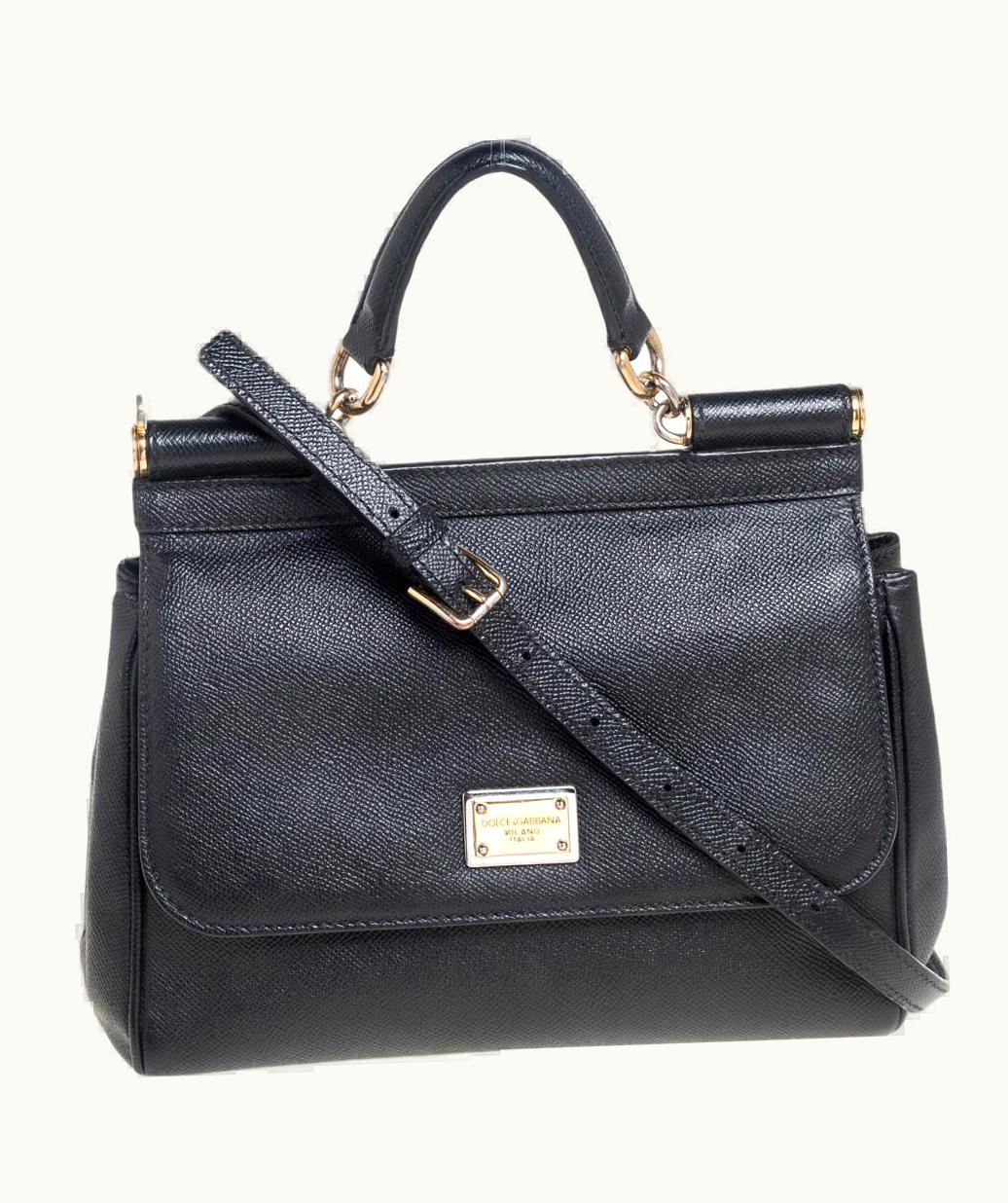 Dolce & Gabbana Dolce & Gabbana Black Leather Medium Miss Sicily Top Handle Bag UZ0609815