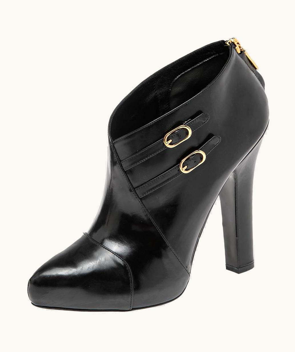 Dolce & Gabbana Dolce & Gabbana Black Leather Buckle Detail Ankle Booties