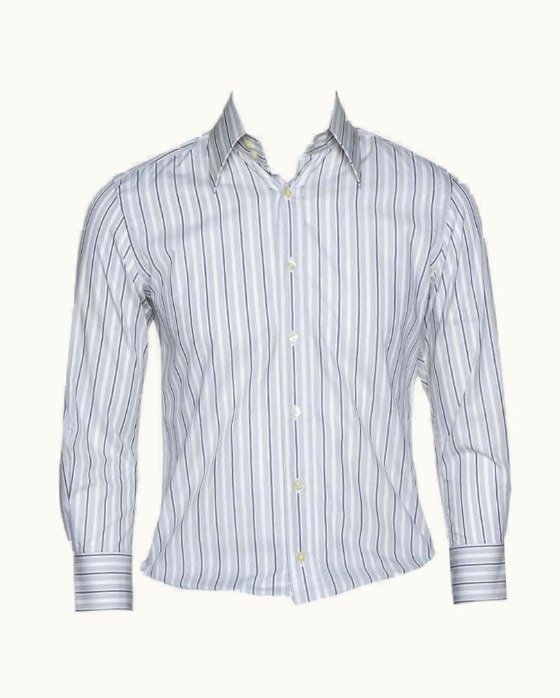 Dolce & Gabbana Dolce & Gabbana Pale Grey Striped Cotton Button Front Shirt