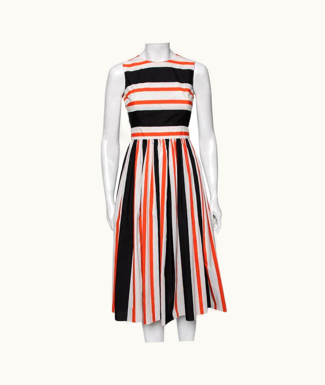 Dolce & Gabbana Dolce & Gabbana Multicolor Striped Cotton Cutout Back Midi Dress