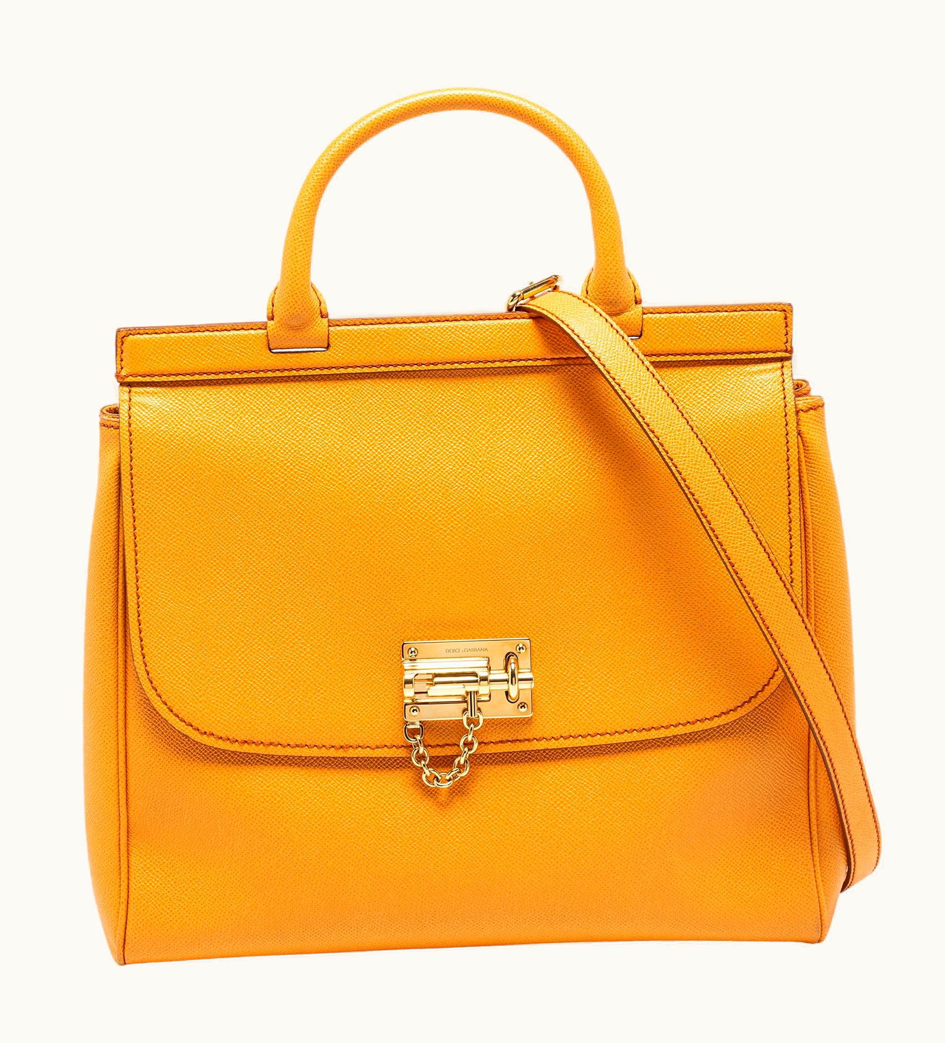 Dolce & Gabbana Dolce & Gabbana Light Orange Leather Miss Monica Top Handle Bag