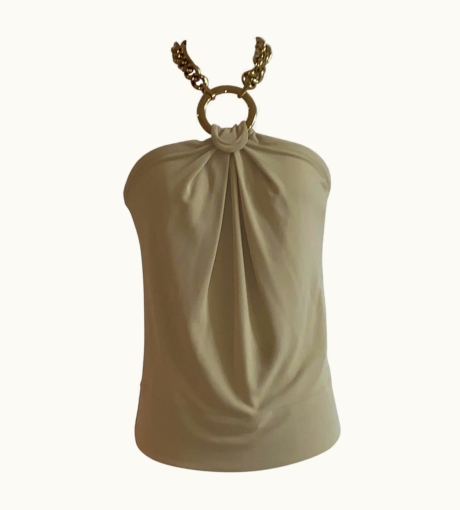 Dolce & Gabbana Dolce & Gabbana Tan Halter Top With Chunky Gold Chain Detail