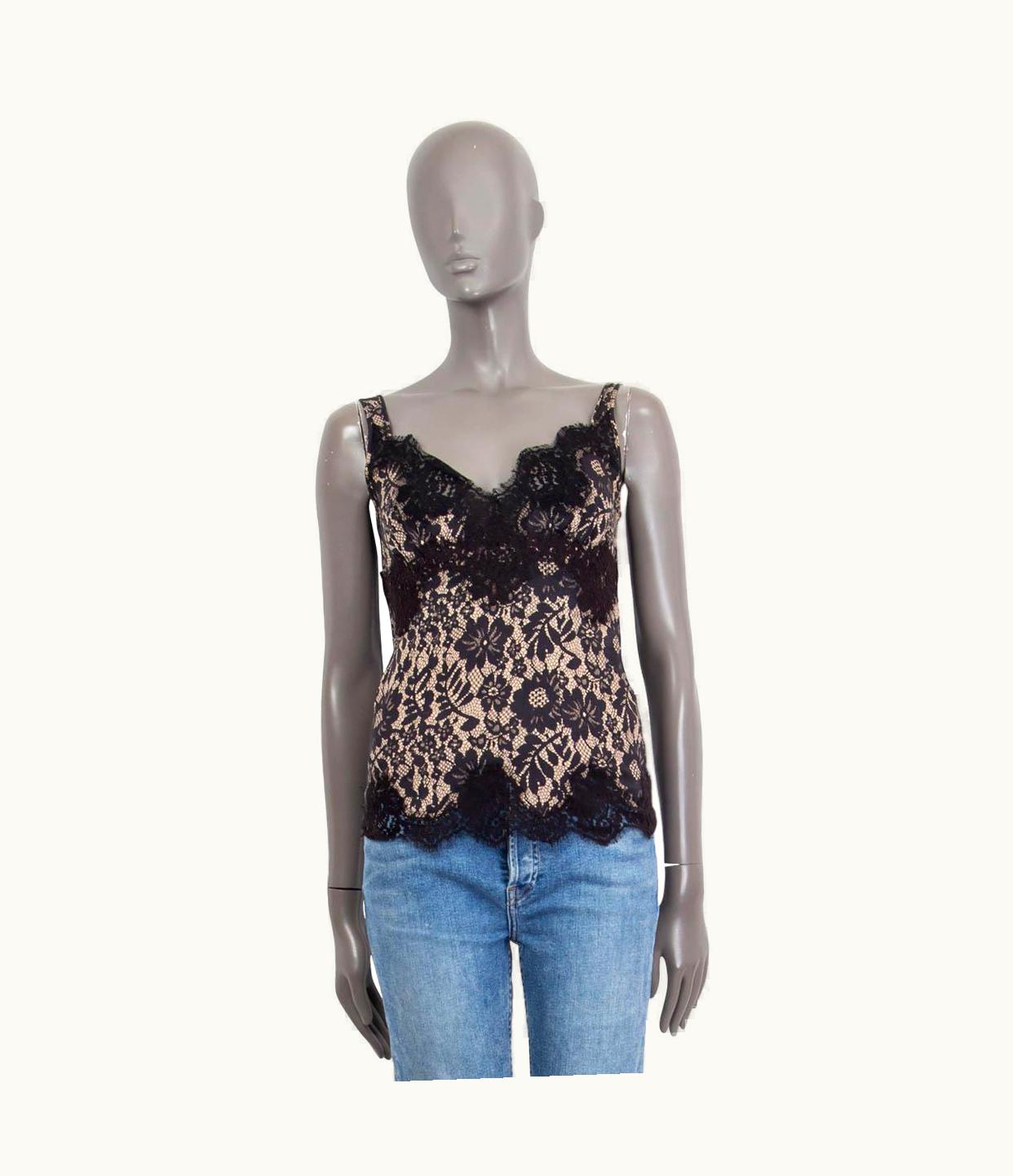 Dolce & Gabbana Dolce & Gabbana Black & Nude Lace Tank Top Shirt