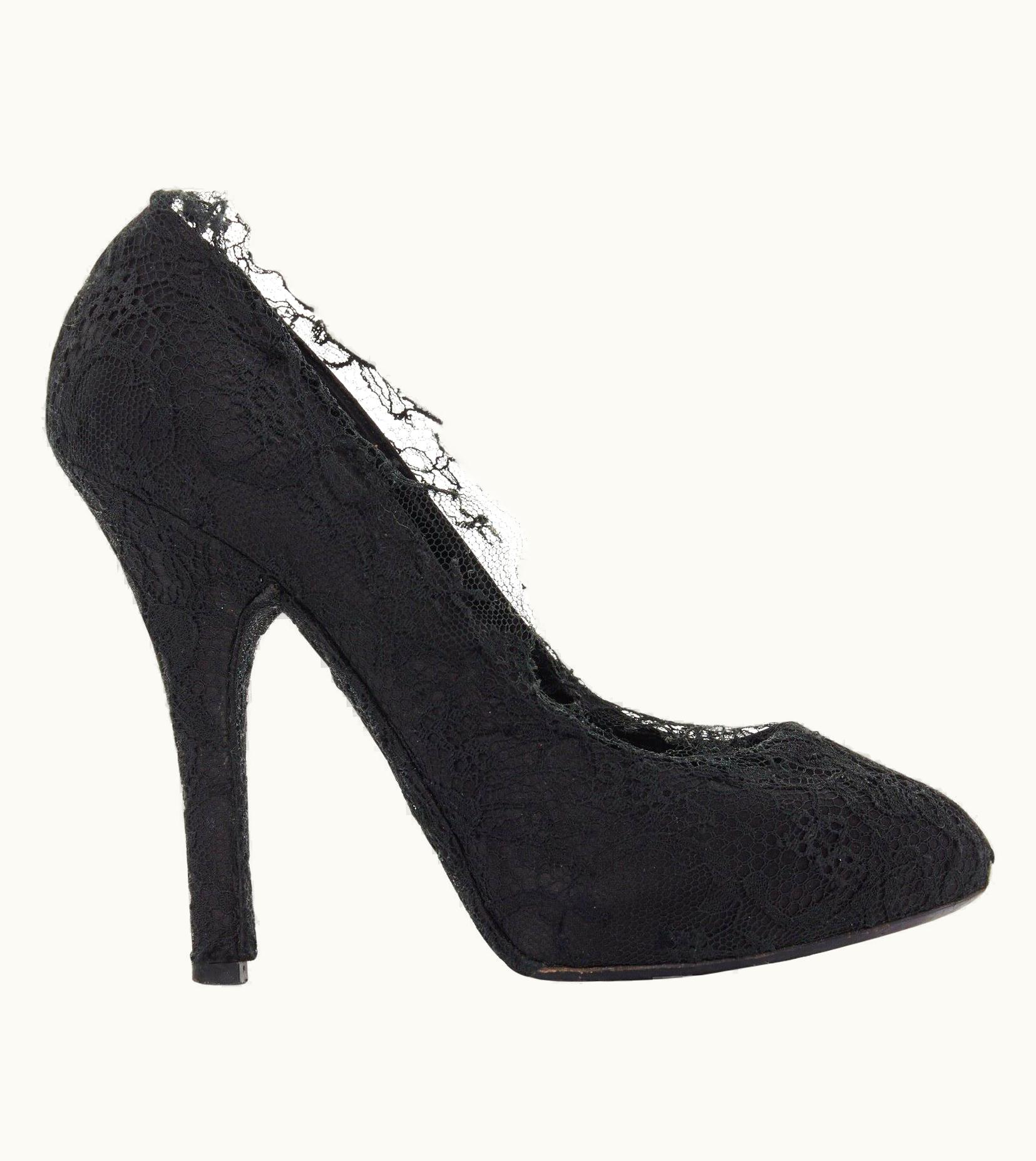 Dolce & Gabbana Dolce Gabbana All-over Black Lace Covered Concealed Platform Pumps