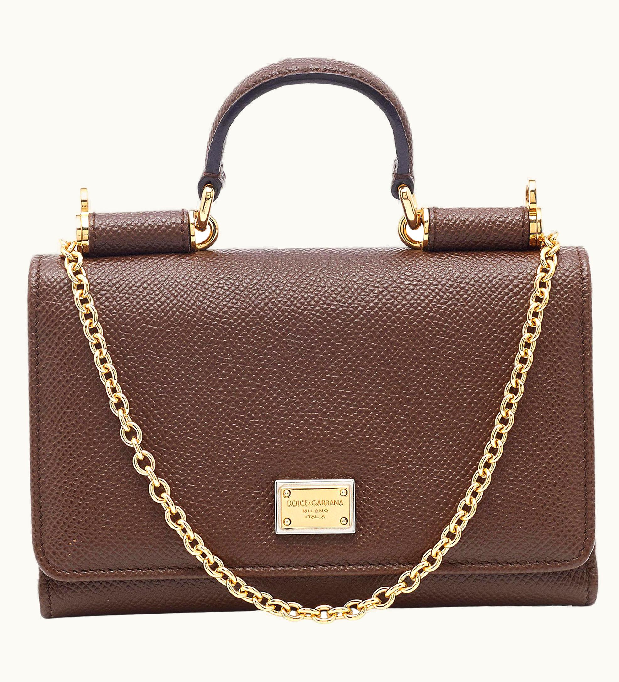 Dolce & Gabbana Dolce & Gabbana Brown Leather Miss Sicily Von Wallet On Chain