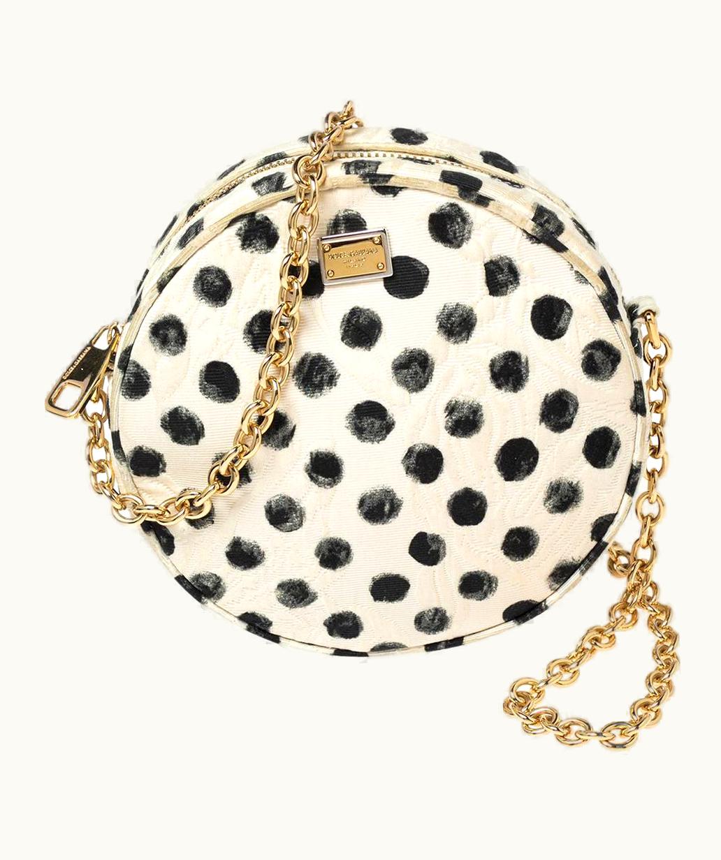 Dolce & Gabbana Dolce & Gabbana Graphic Polka Dot Fabric Brocade Round Glam Crossbody Bag