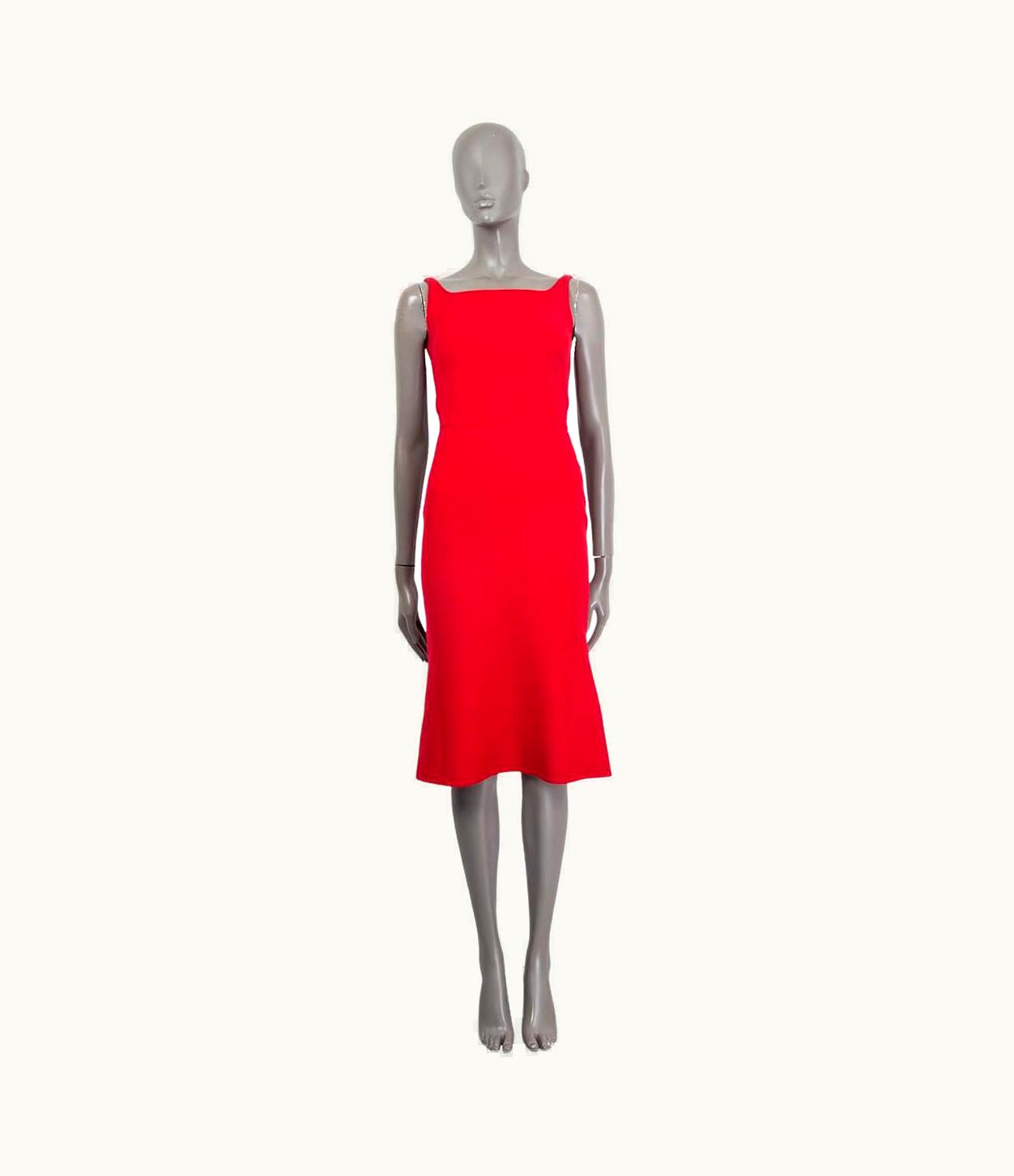 Dolce & Gabbana Dolce & Gabbana Red Wool Flared Sleeveless Midi Sheath Dress