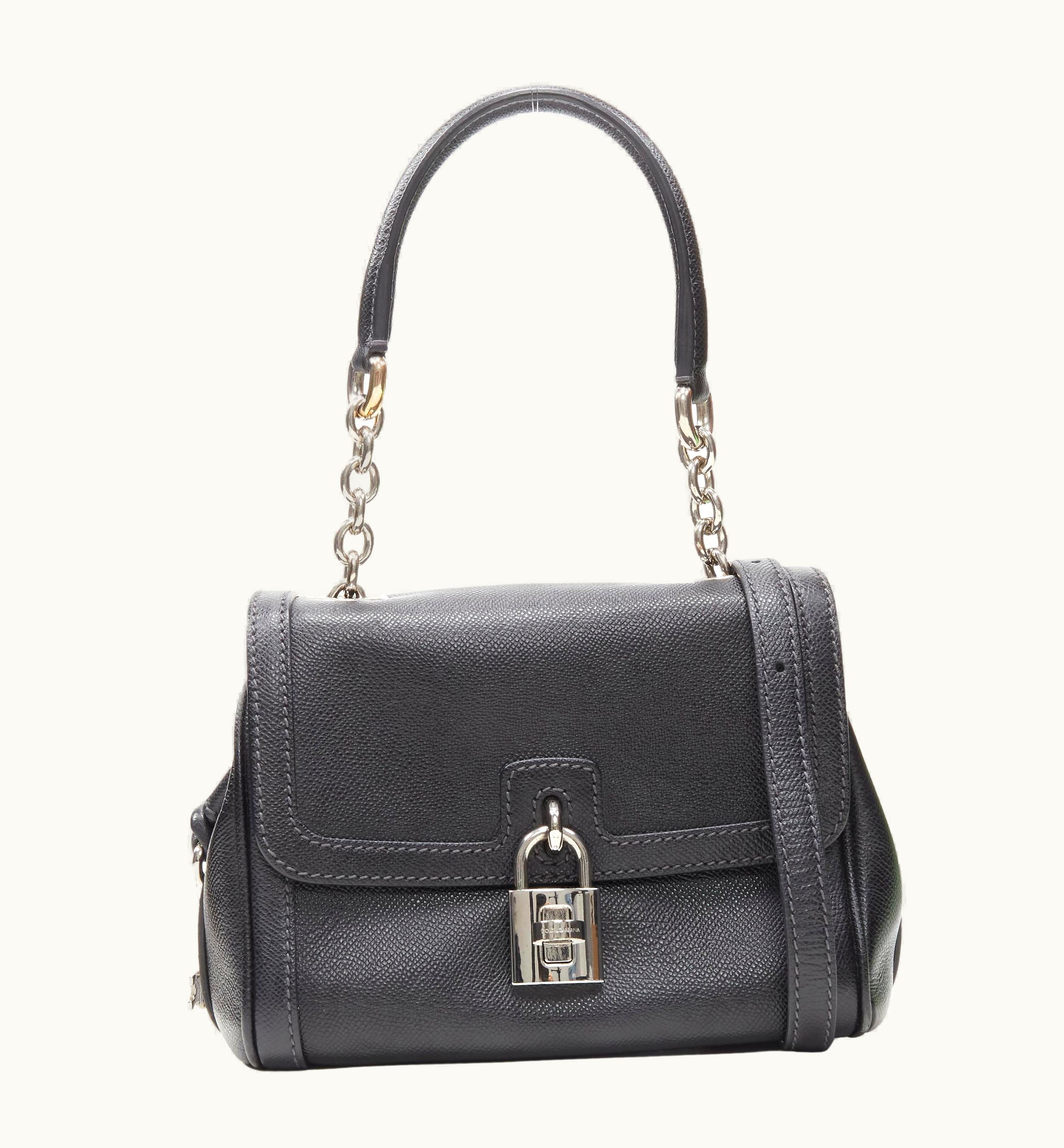 Dolce & Gabbana Dolce Gabbana Padlock Turnlock Black Silver Flap Chain Handle Crossbody Satchel