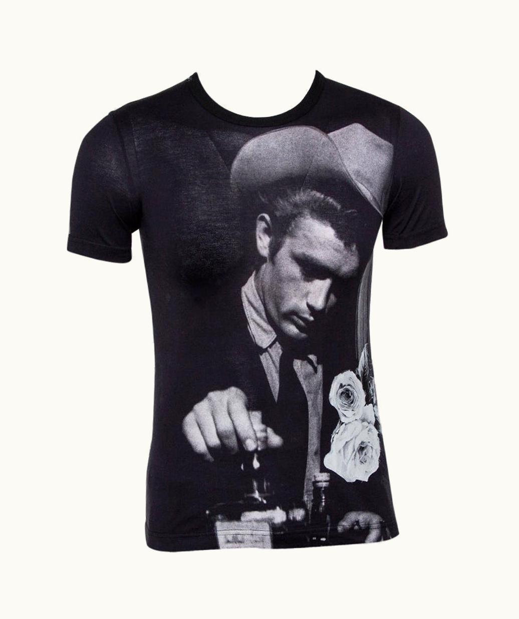 Dolce & Gabbana Dolce & Gabbana Black Cotton James Dean Printed Crewneck T-Shirt
