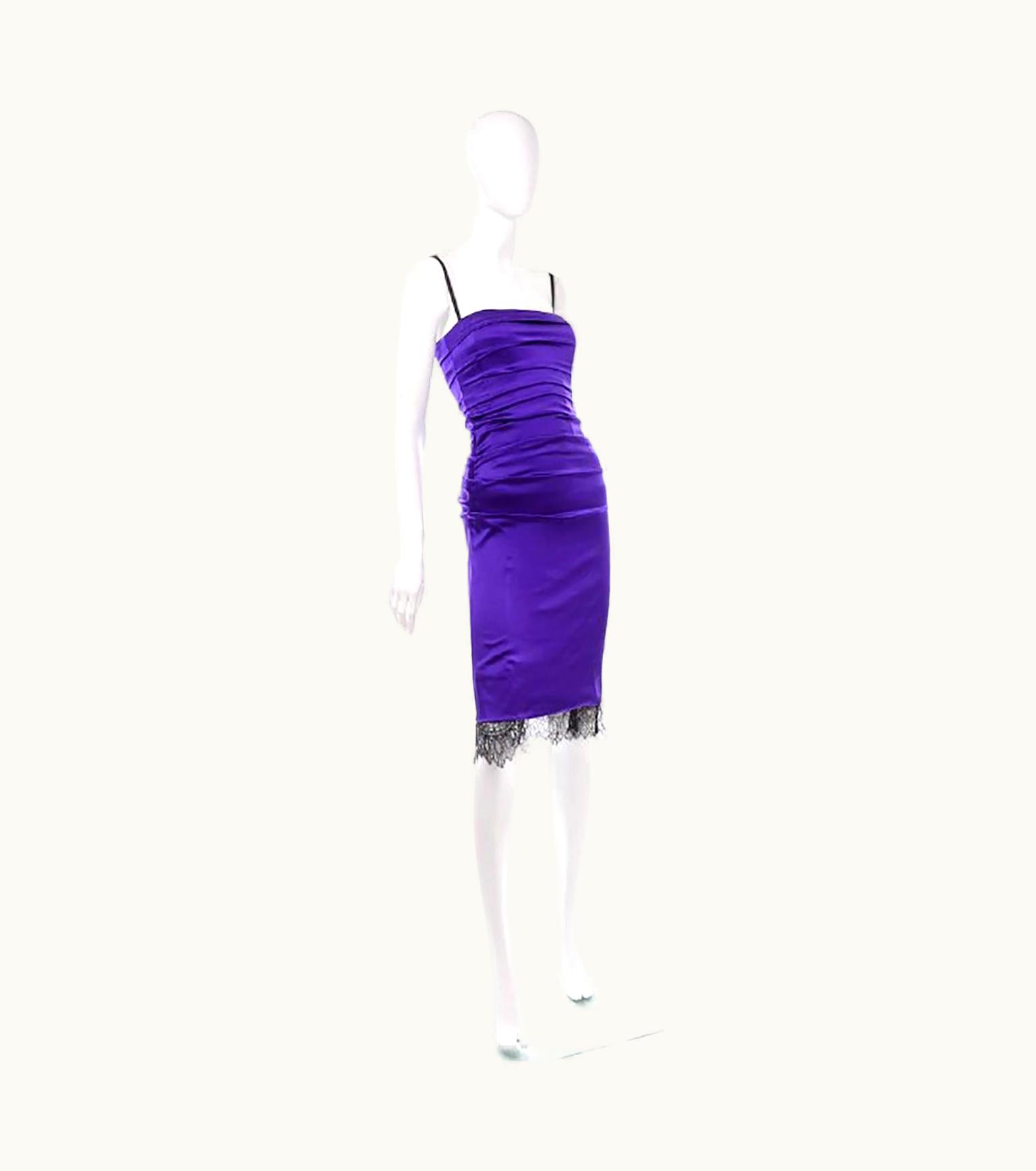 Dolce & Gabbana Dolce&Gabbana Purple Silk Bodycon Ruched Dress WS/S Inner Corset