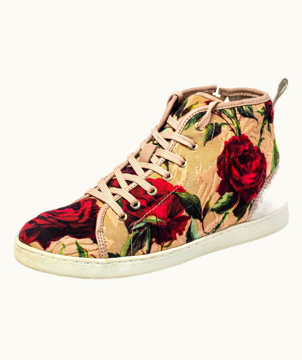 Dolce & Gabbana Dolce & Gabbana Multicolor Print Fabric And Leather Top Sneakers