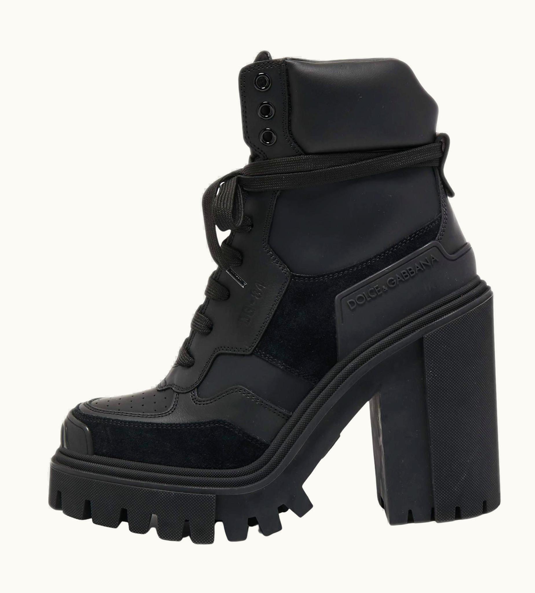 Dolce & Gabbana Dolce & Gabbana Black Leather And Suede Combat Boots