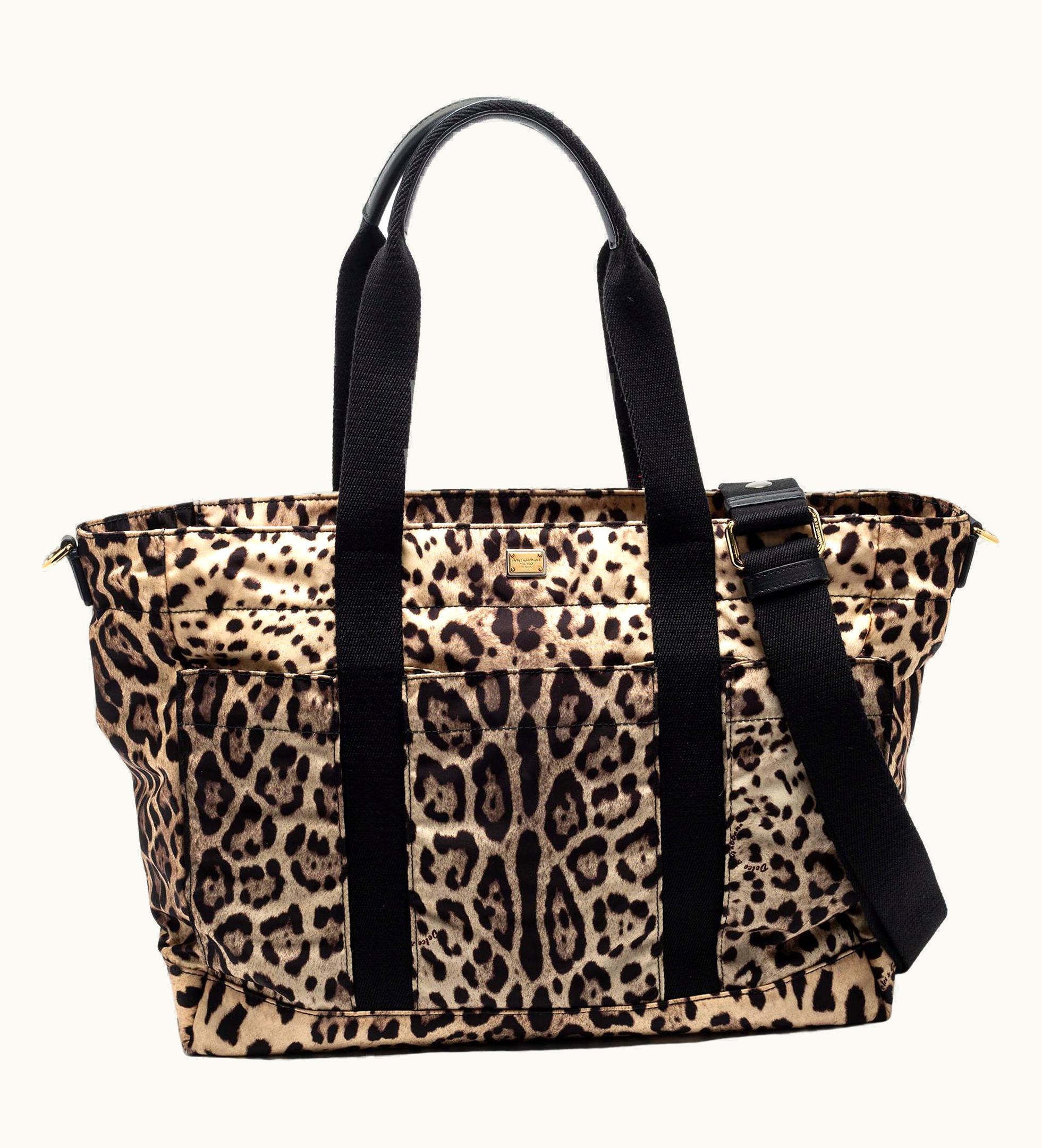 Dolce & Gabbana Dolce & Gabbana Beige/Black Leopard-Print Nylon Baby Changing Bag
