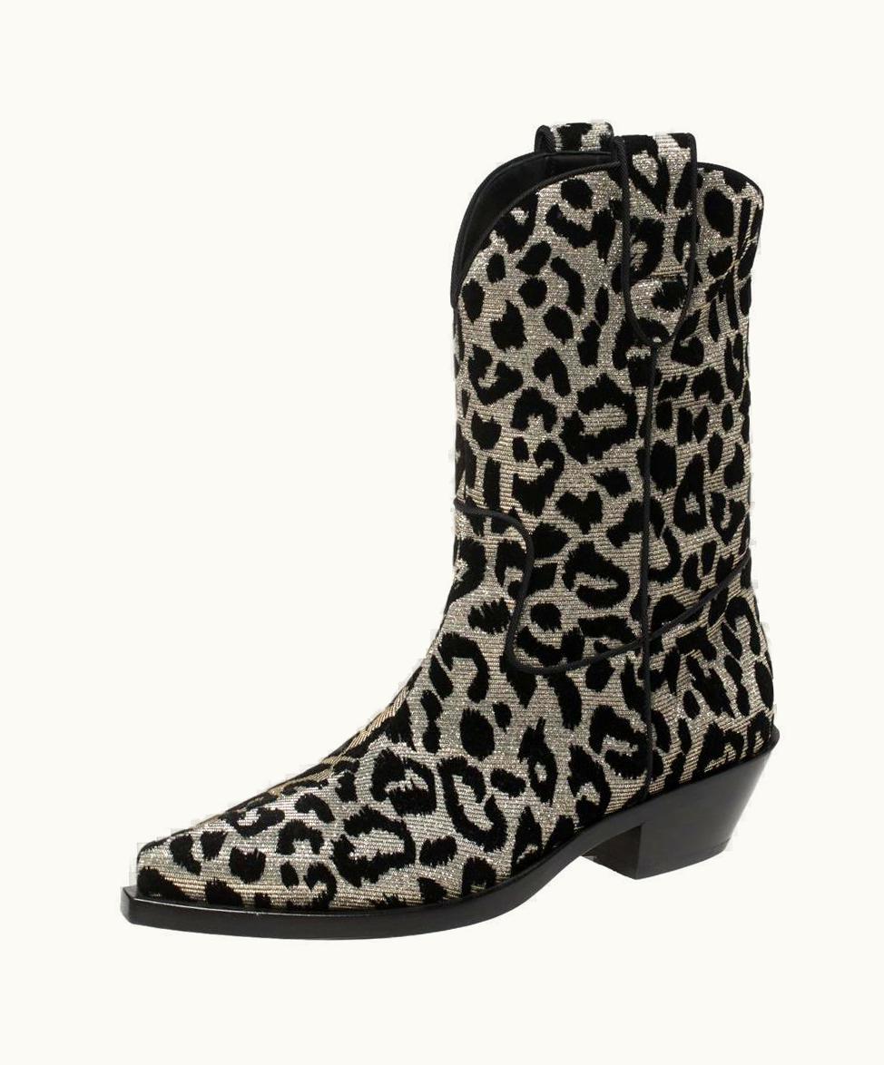Dolce & Gabbana Dolce And Gabbana Shimmering Leopard Laurex Fabric Cowboy Boots