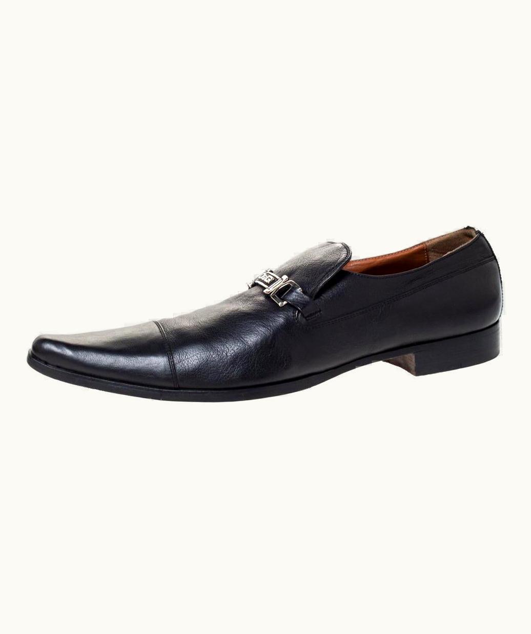 Dolce & Gabbana Dolce & Gabbana Black Leather Slip On Pointed Toe Loafers