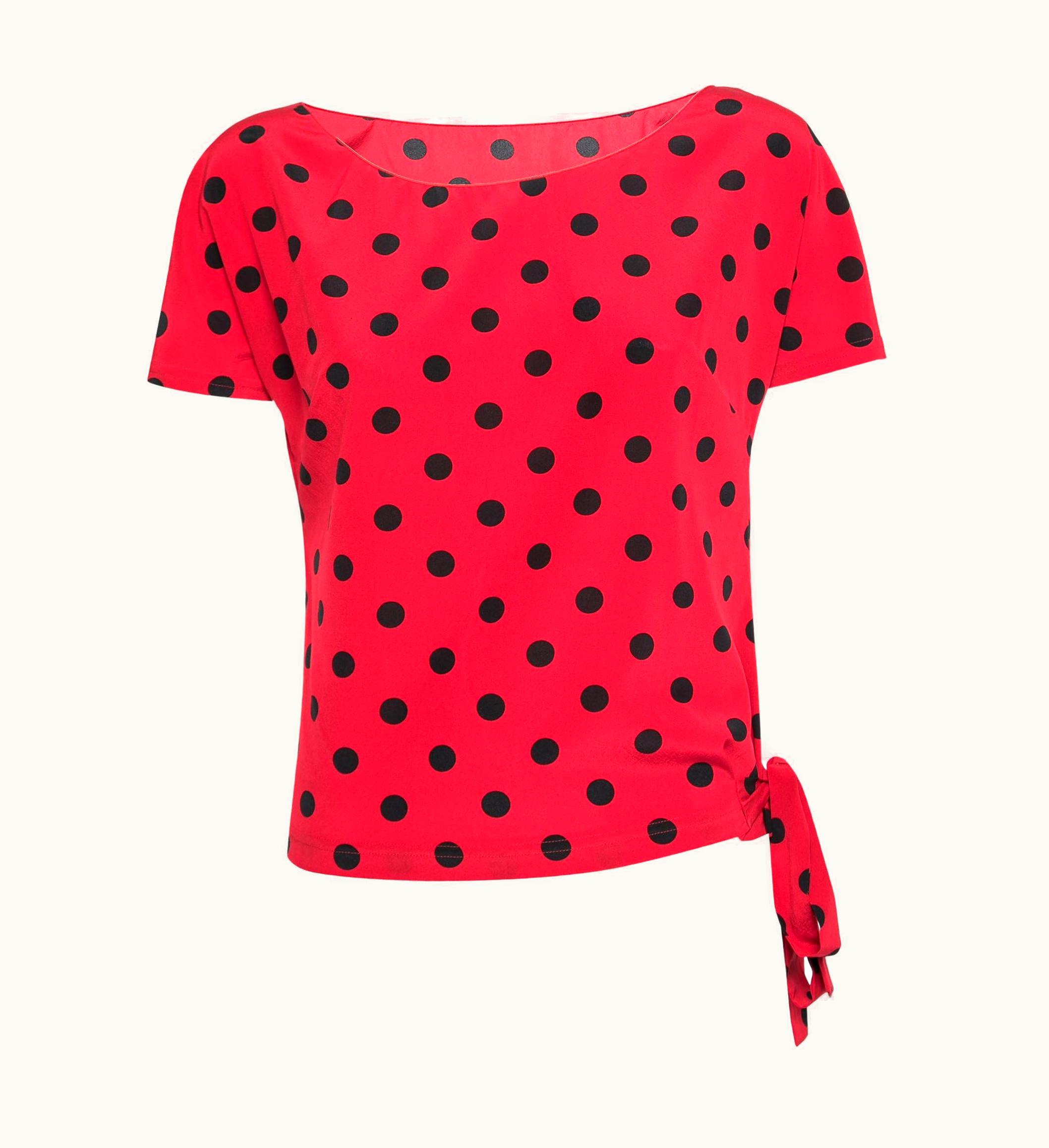 Dolce & Gabbana Dolce & Gabbana Red Polka Dot Printed Silk Tie Detail Top