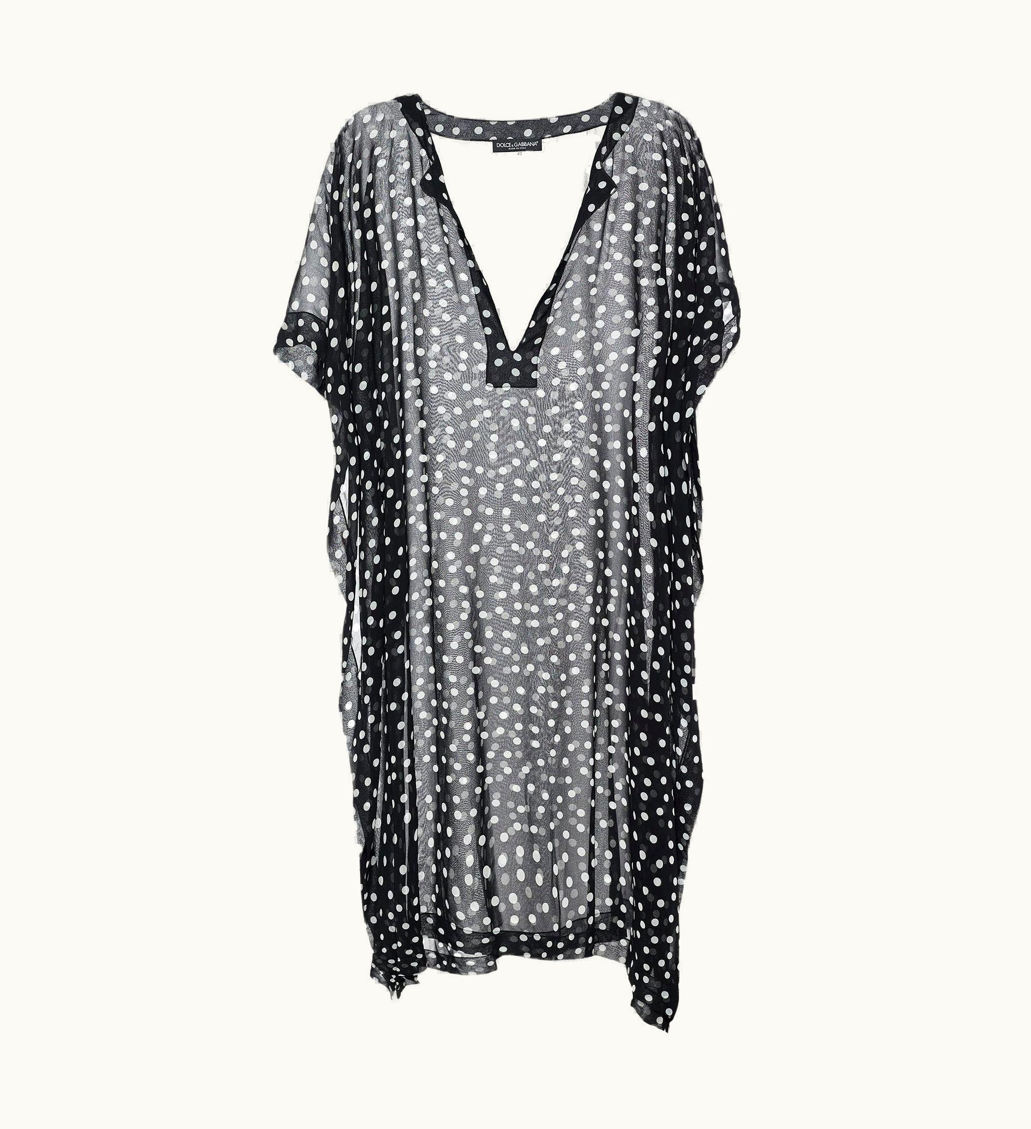 Dolce & Gabbana Dolce & Gabbana Black/White Polka Dot Print Georgette Oversized Top