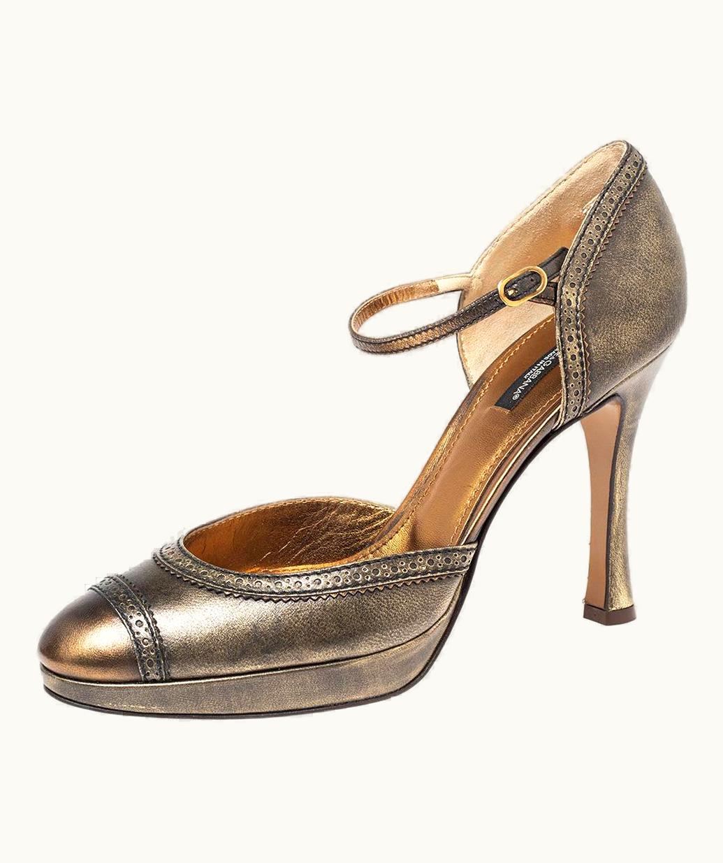 Dolce & Gabbana Dolce & Gabbana Bronze Leather Mary Jane D'orsay Pumps
