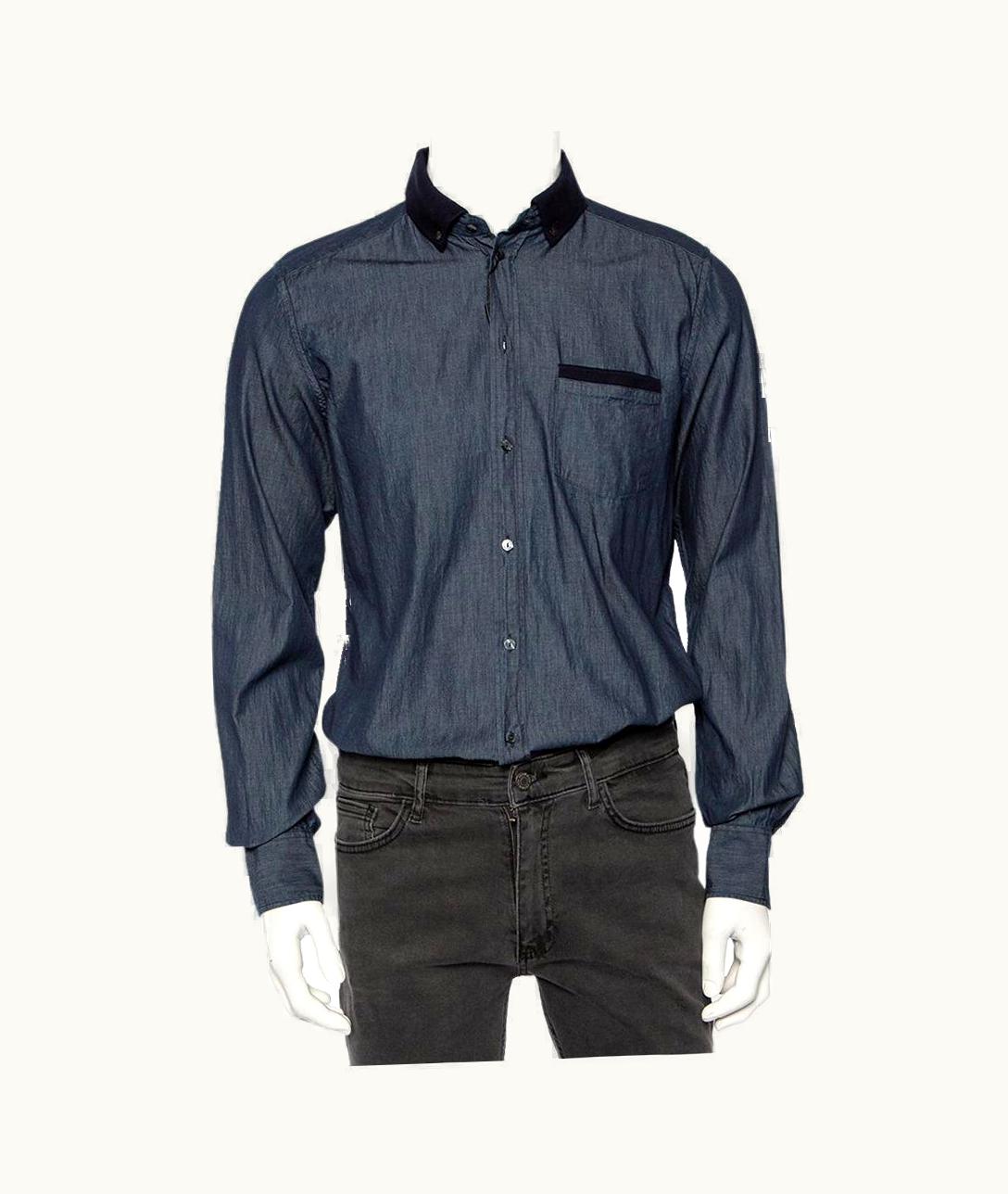 Dolce & Gabbana Dolce & Gabbana Chambray Cotton Knit Collar Detail Gold Label Shirt