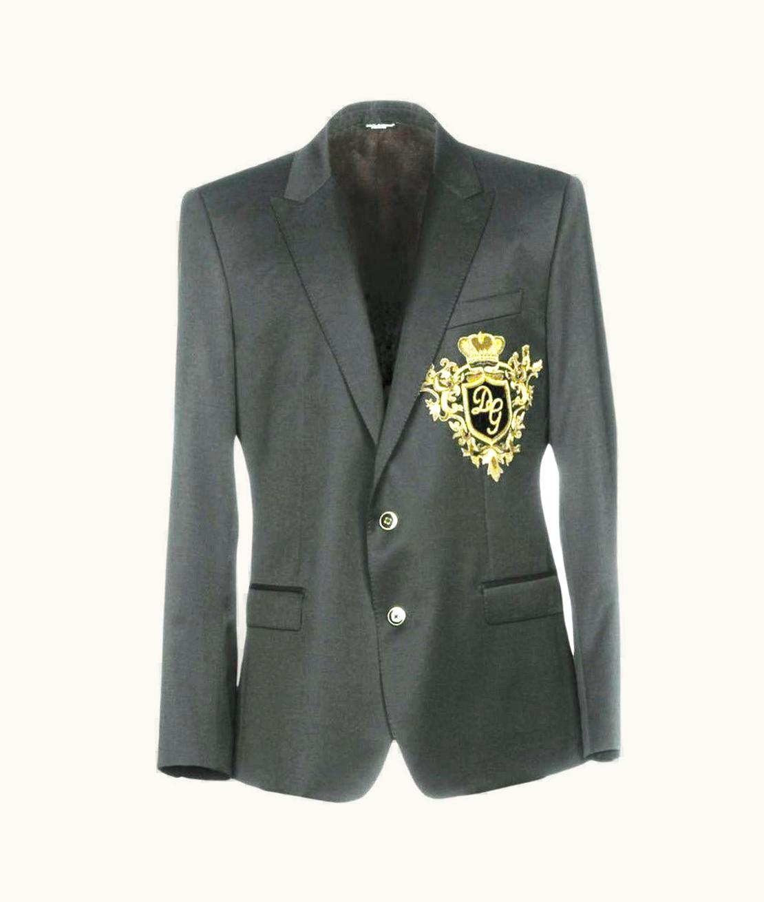 Dolce & Gabbana Dolce&Gabbana Gray Viscose Blazer Jacket With Gold Embroidery Eu