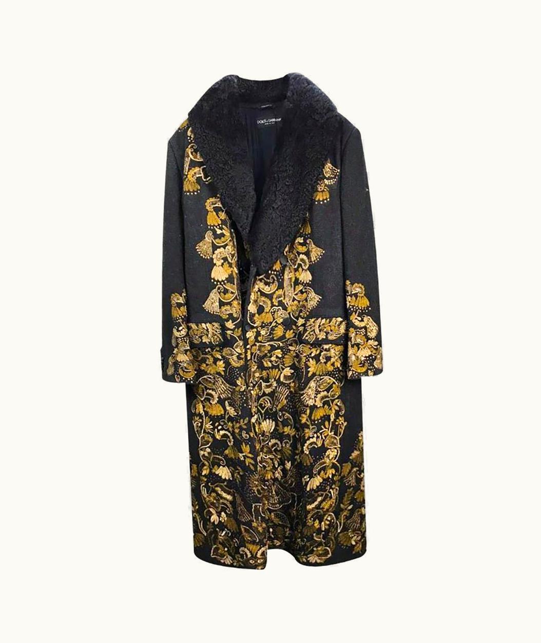 Dolce & Gabbana Dolce&Gabbana Black Embroidered Wool/cotton Men' Coat