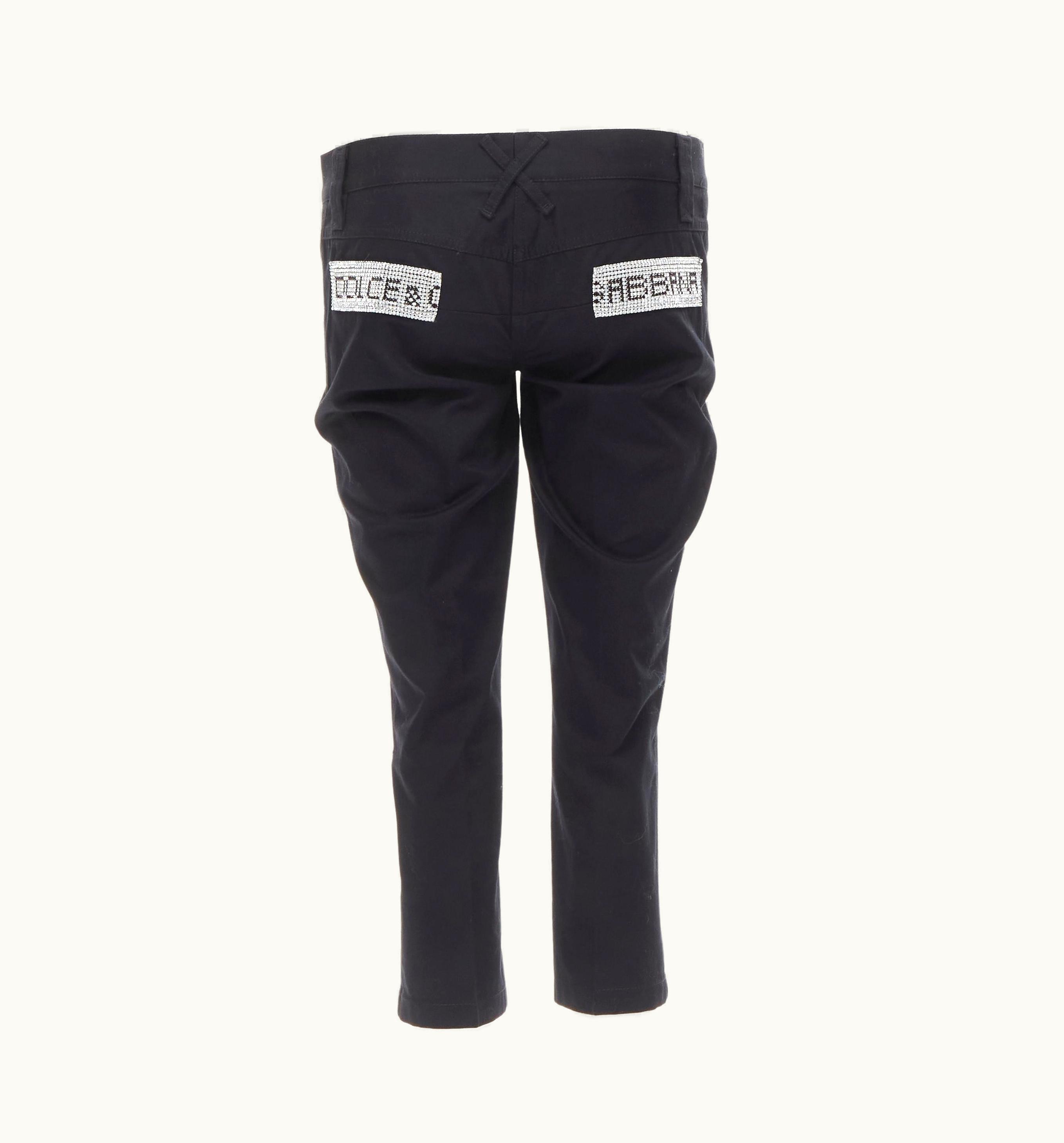 Dolce & Gabbana Dolce Gabbana Vintage Y2k Crystal Logo Flap Pocket Black Cropped Pants