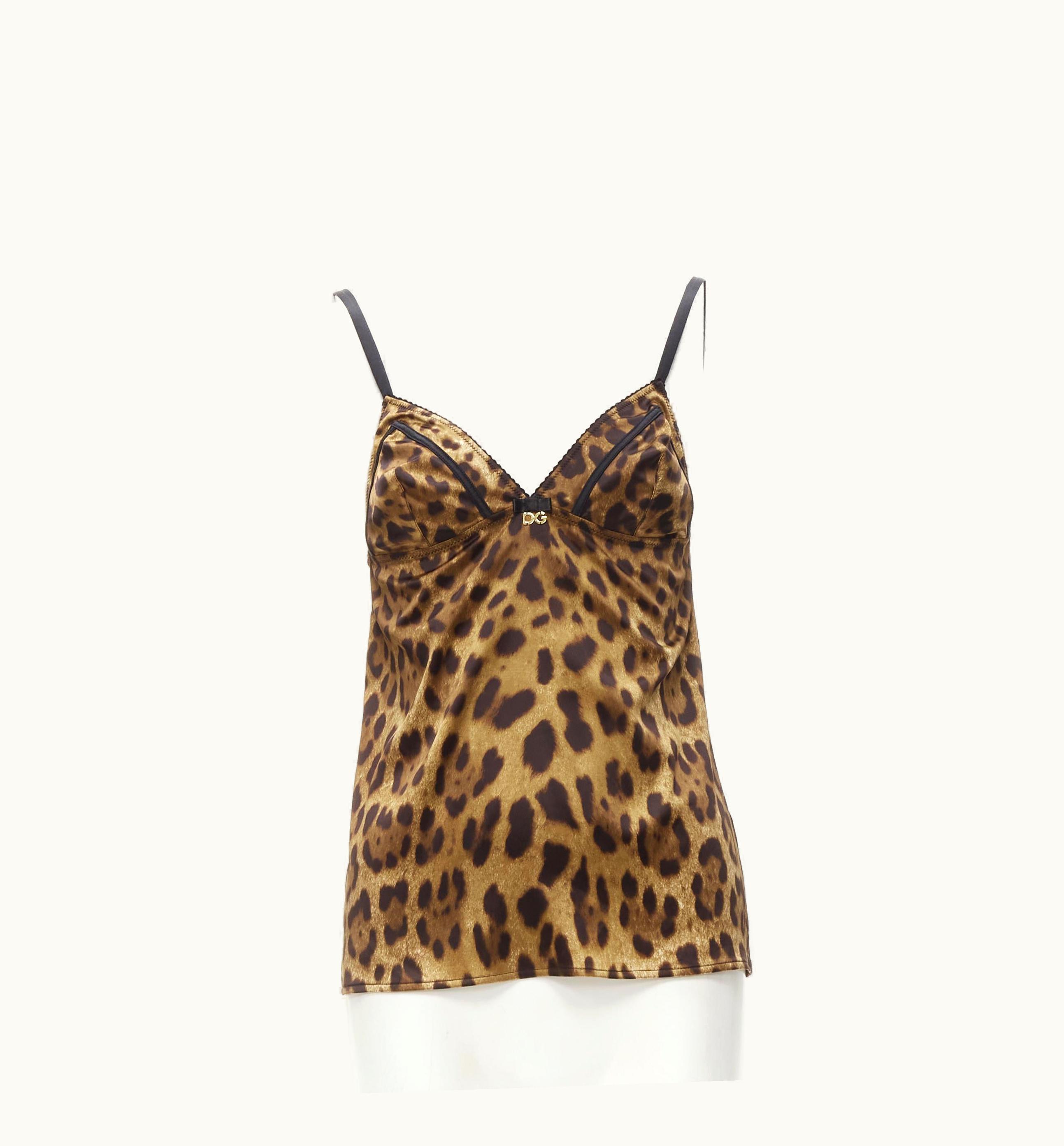 Dolce & Gabbana Dolce Gabbana Vintage Y2k Gold Dg Charm Leopard Camisole Tank Top