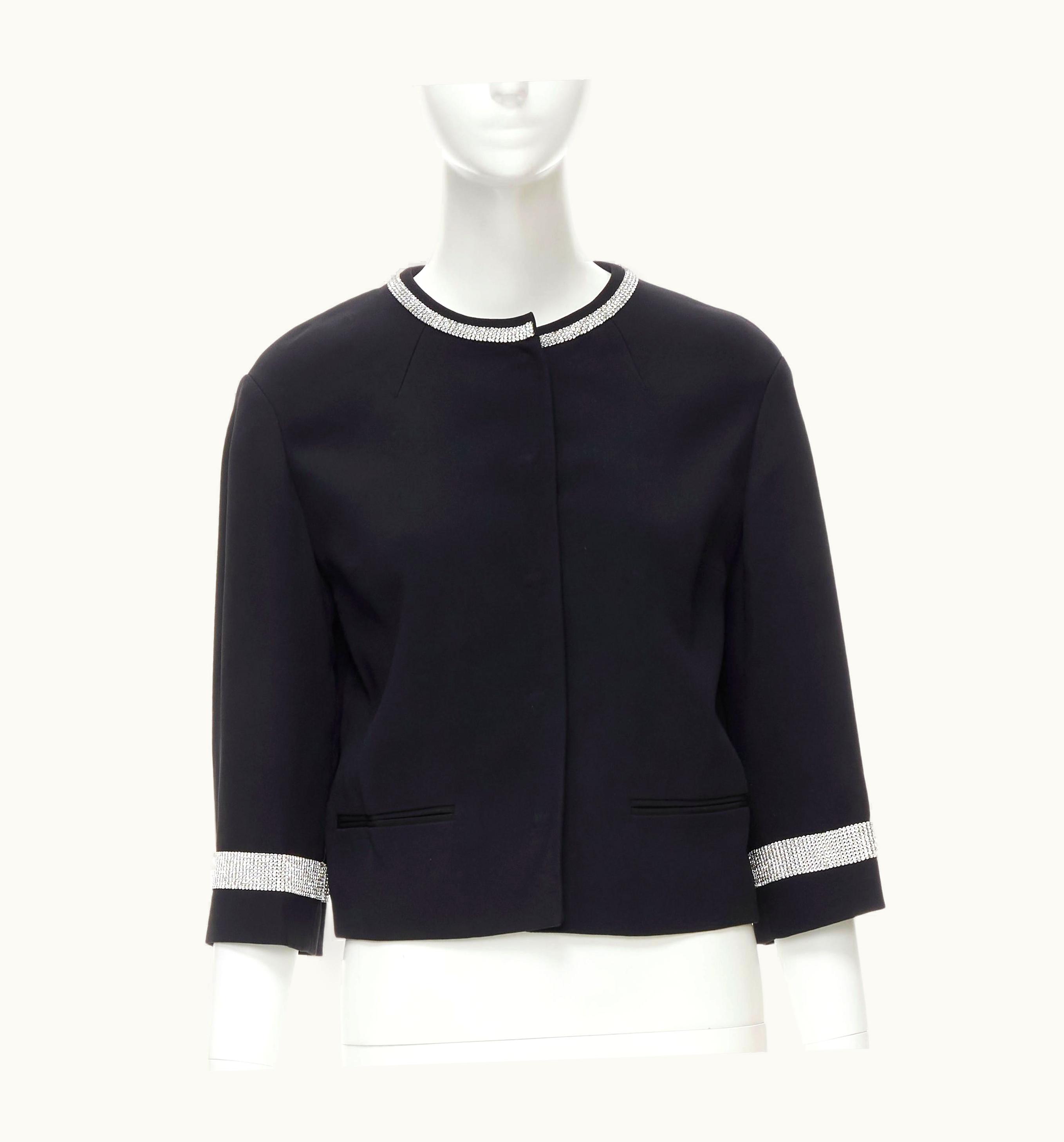 Dolce & Gabbana Dolce Gabbana Black Silver Crystal Rhinestone Collar Cuff Dinner Jacket