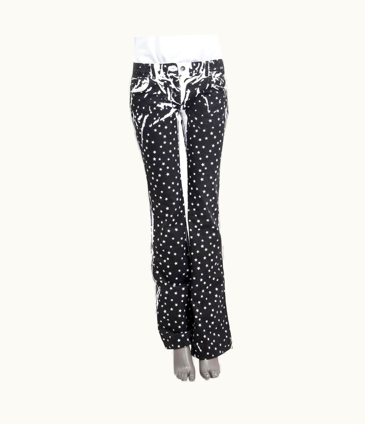 Dolce & Gabbana Dolce & Gabbana Black & White Cotton Denim Star Print Jeans Pants