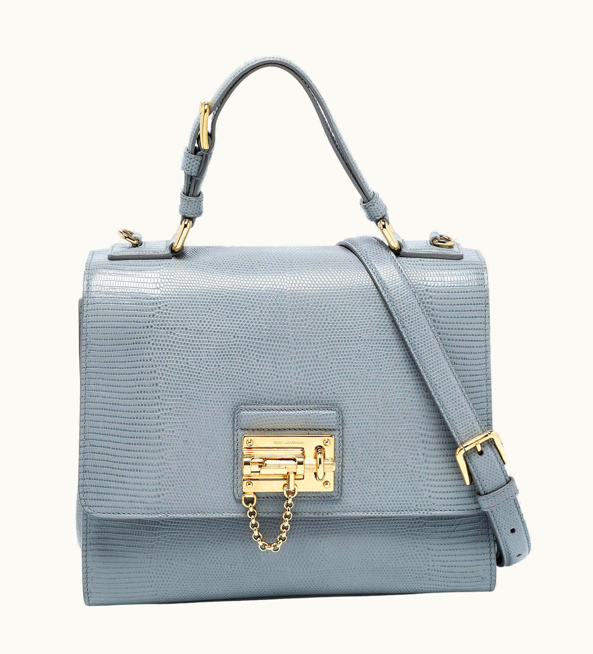 Dolce & Gabbana Dolce & Gabbana Grey Lizard Embossed Leather Medium Miss Monica Top Handle Bag