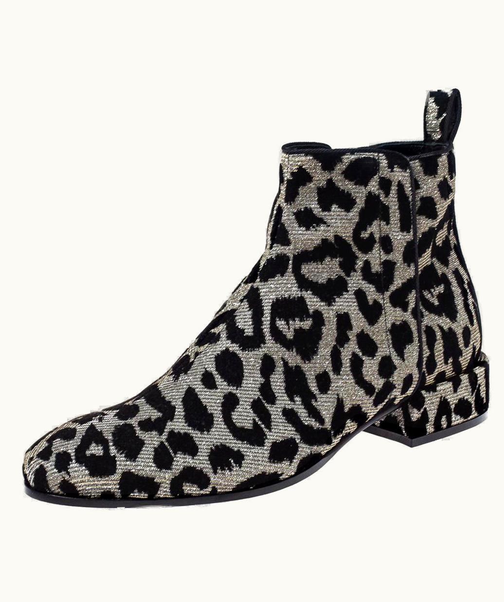 Dolce & Gabbana Dolce & Gabbana Black/Silver Animal Print Lurex And Velvet Ankle Boots UZ0610121