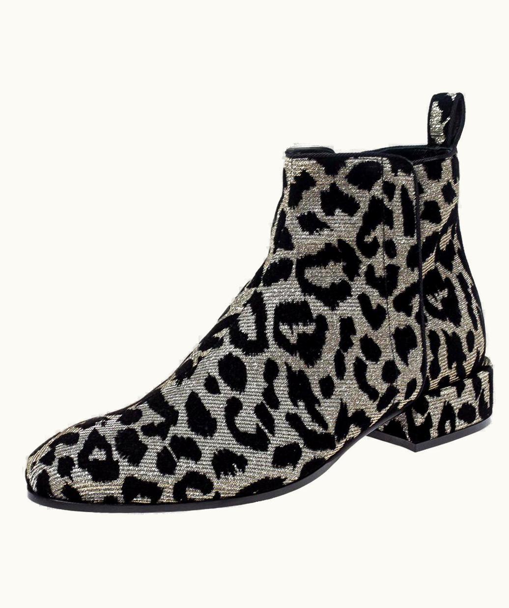 Dolce & Gabbana Dolce & Gabbana Black/Silver Animal Print Lurex And Velvet Ankle Boots UZ0610122