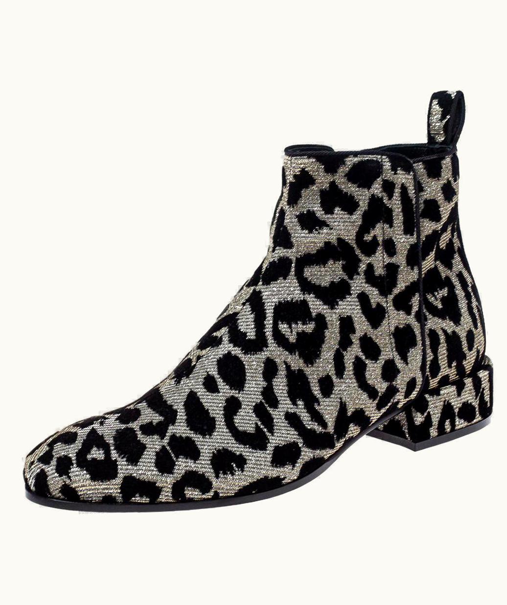Dolce & Gabbana Dolce & Gabbana Black/Silver Animal Print Lurex And Velvet Ankle Boots UZ0610124