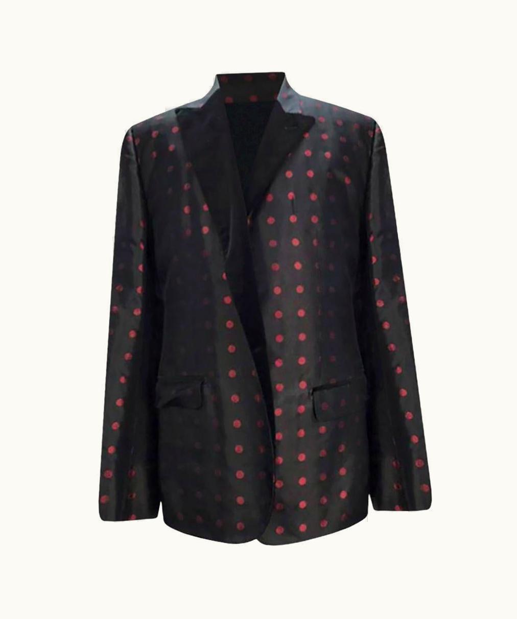 Dolce & Gabbana Dolce&Gabbana Black Silk Blazer Jacket With Red Polka Dot Print