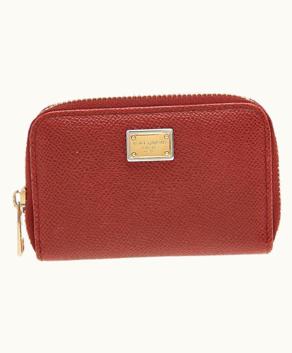 Dolce & Gabbana Dolce & Gabanna Rust Leather Zip Coin Purse