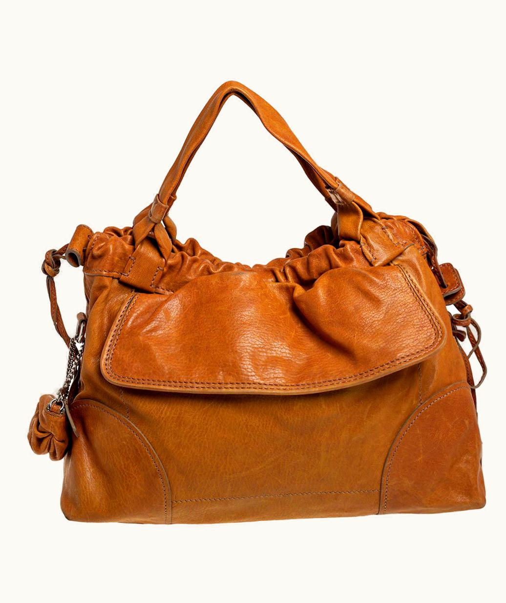 Dolce & Gabbana D&G Tan Leather Linda Drawstring Tote