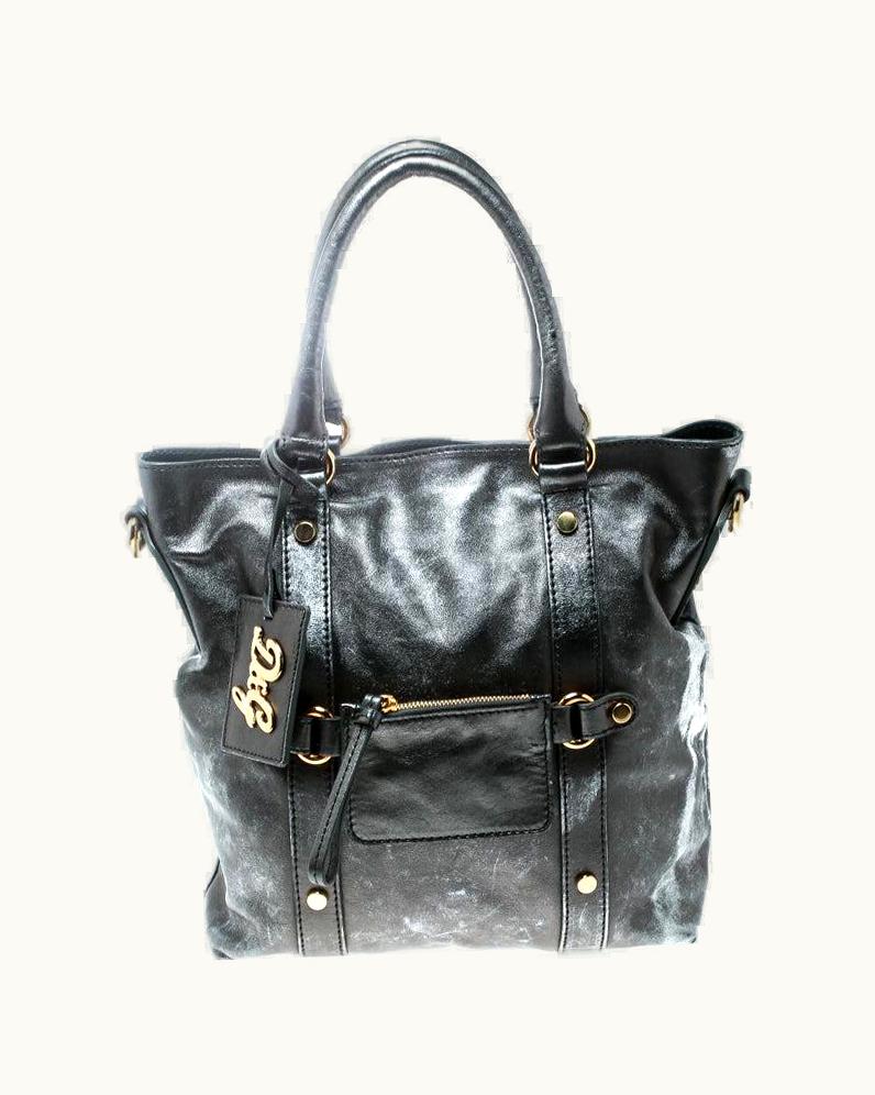 Dolce & Gabbana D&G Metallic Grey Leather Golden Box Messenger Bag