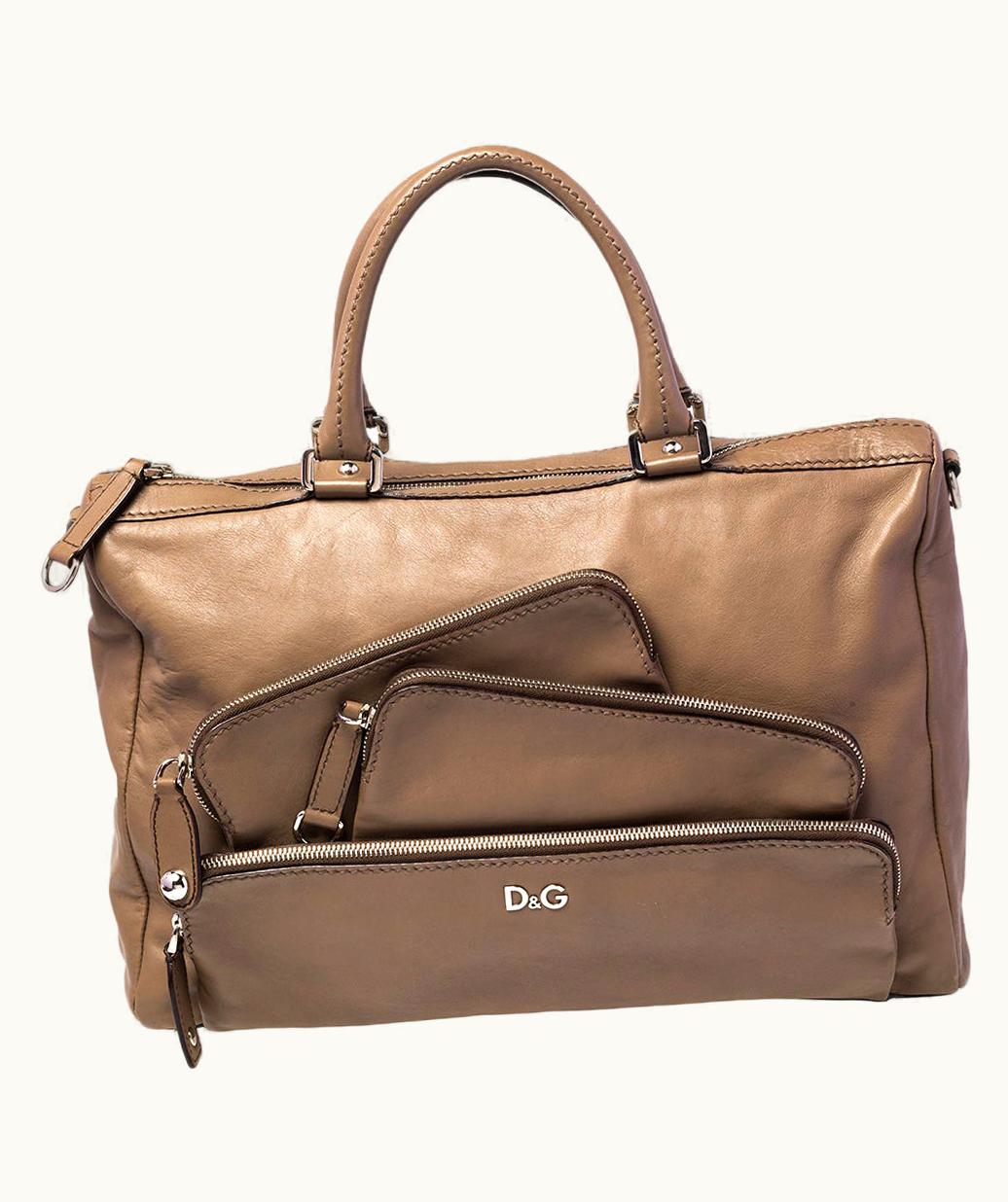 Dolce & Gabbana D&G Brown Leather Mindy Boston Bag