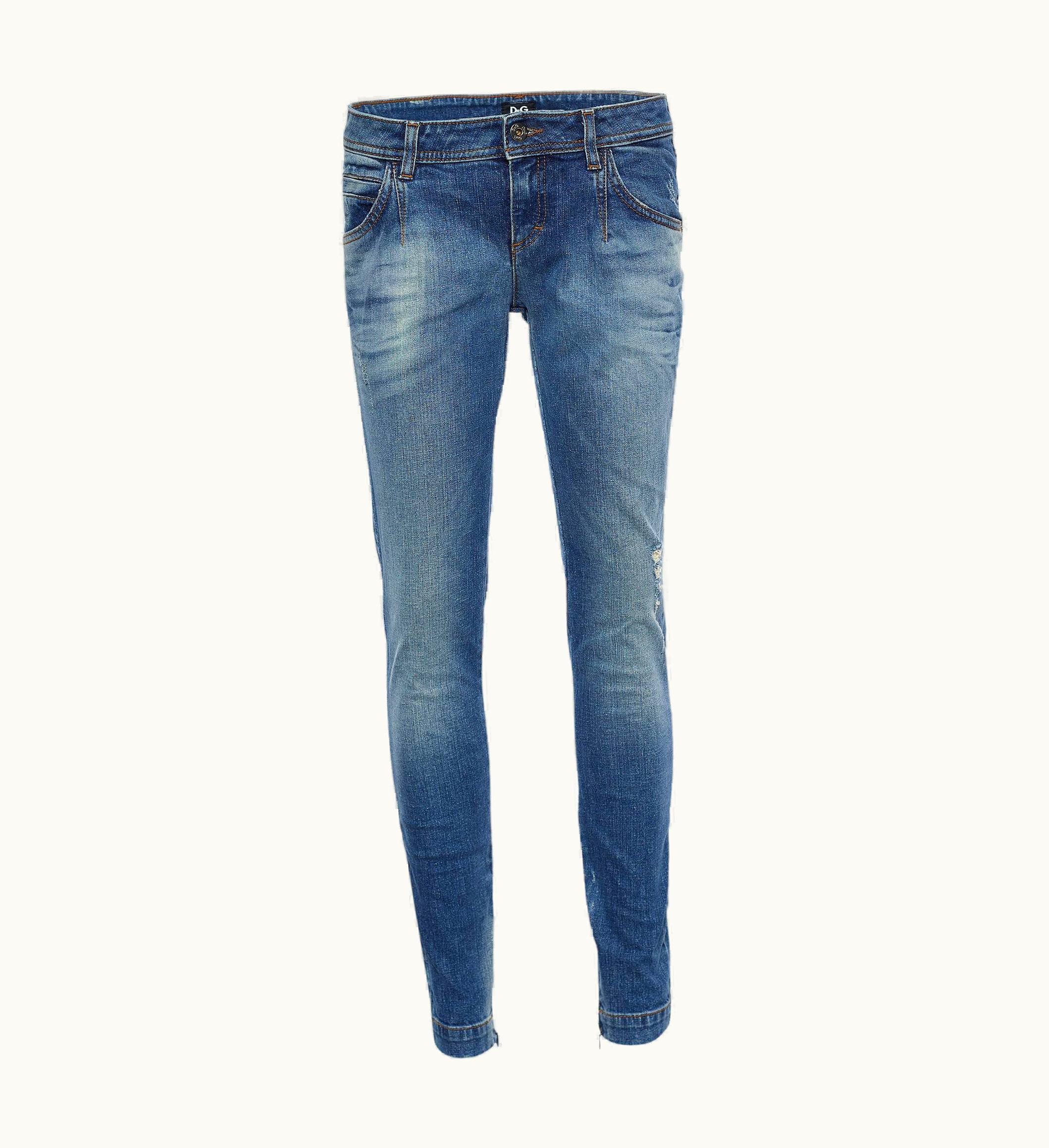 Dolce & Gabbana D&G Indigo Distressed Denim Pretty Skinny Jeans
