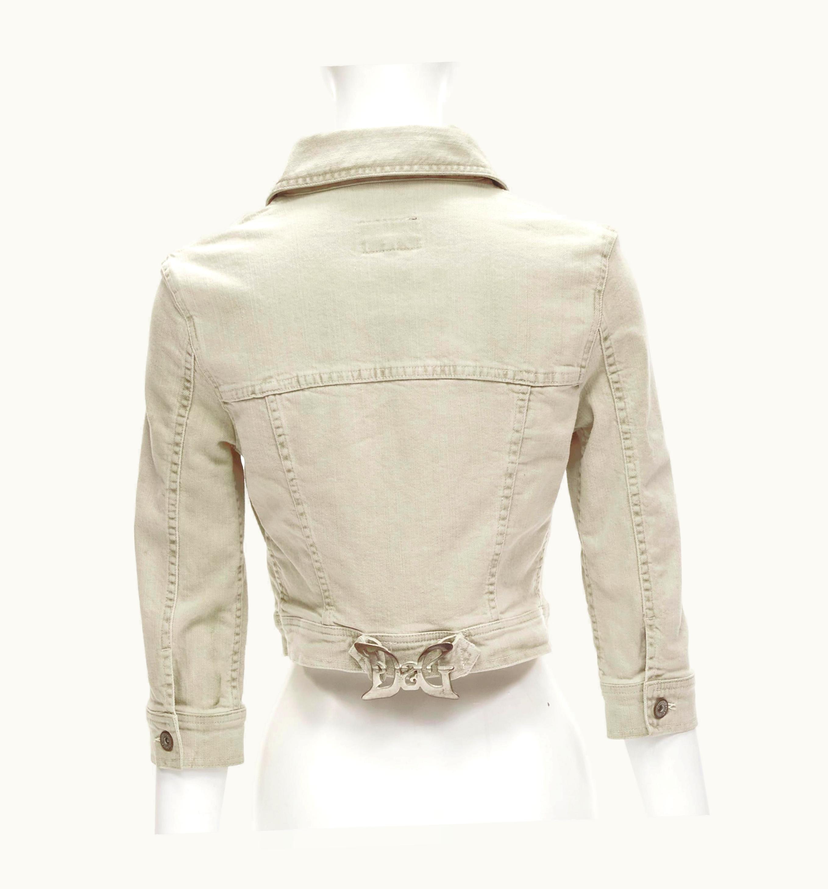 Dolce & Gabbana D&G Dolce Gabbana Vintage Y2k Dg Butterfly Buckle Cropped Grey Denim Jacket