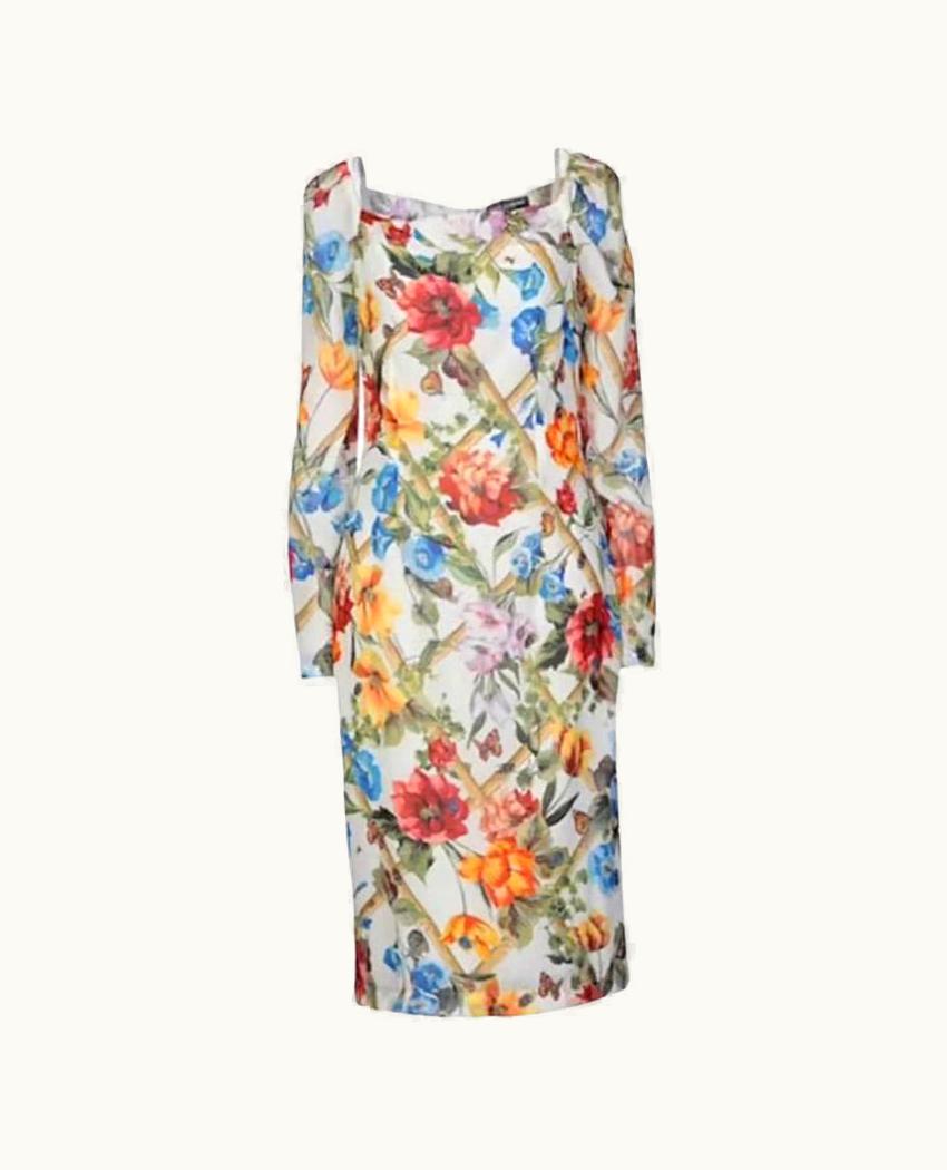 Dolce & Gabbana Dolce & Gabbana Multicolor Silk Floral Sheath Mid-length Dress Bodycon