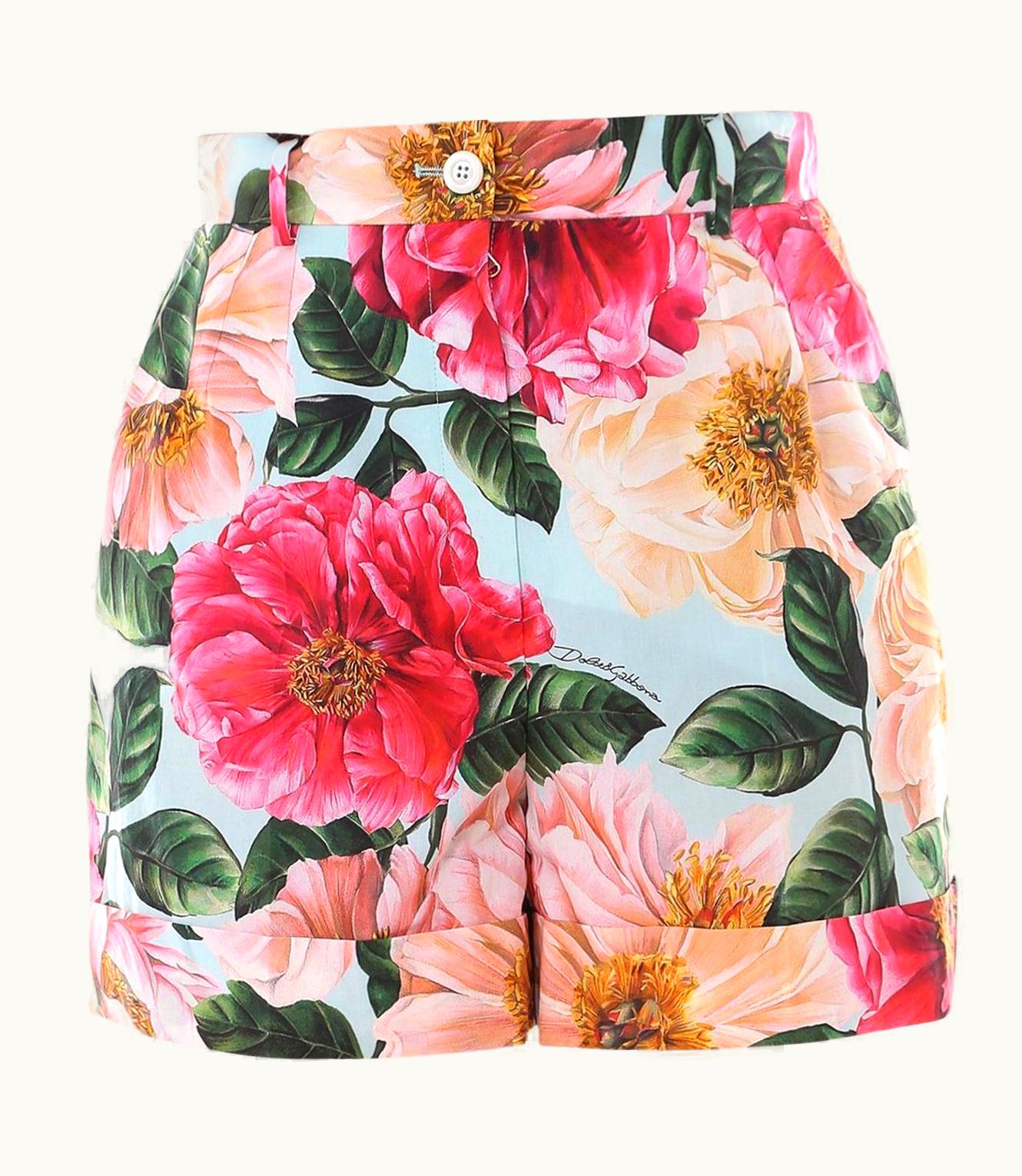 Dolce & Gabbana Dolce & Gabbana Multicolor Cotton Camelia Floral Casual Shorts Dg Italy UZ0610204