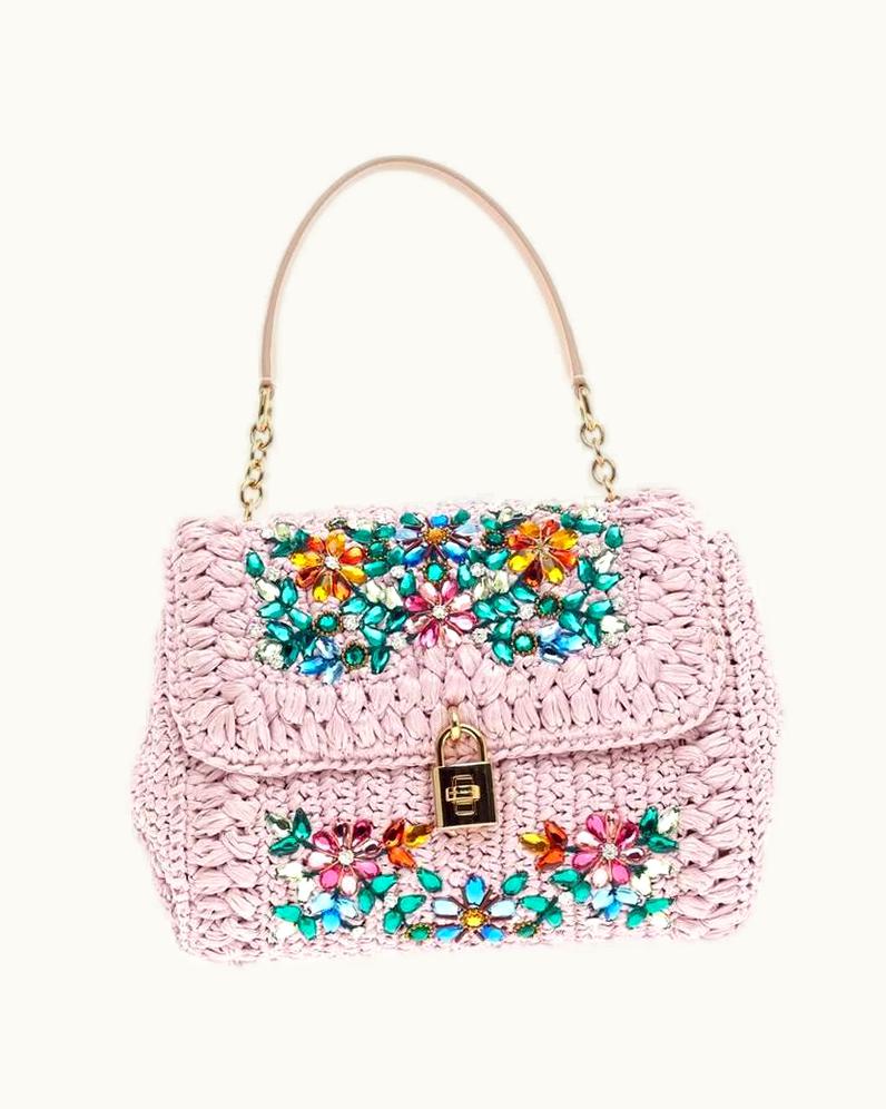 Dolce & Gabbana Dolce & Gabbana Miss Bonita Satchel Embellished Woven Straw Medium UZ0610230