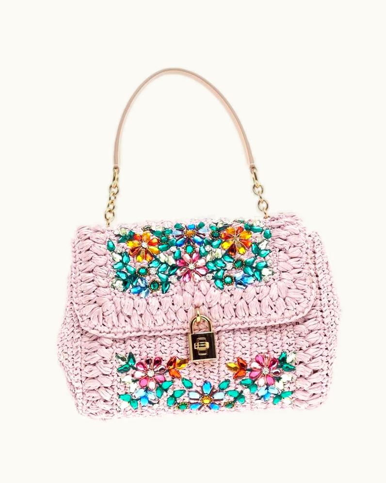 Dolce & Gabbana Dolce & Gabbana Miss Bonita Satchel Embellished Woven Straw Medium UZ0610231