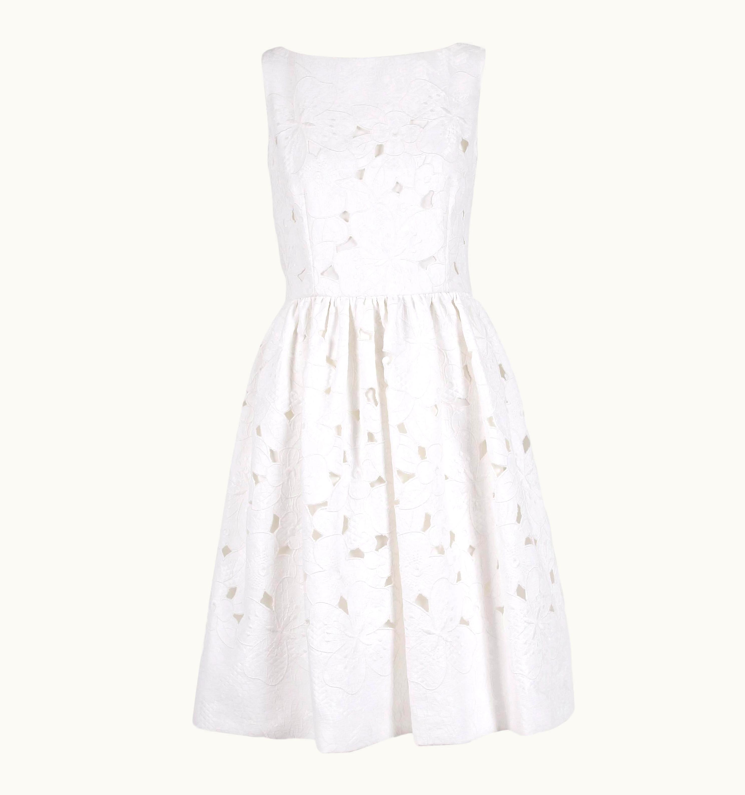 Dolce & Gabbana 2013 Dolce & Gabbana White Sleeveless Floral Cutout Day Dress - Nwt