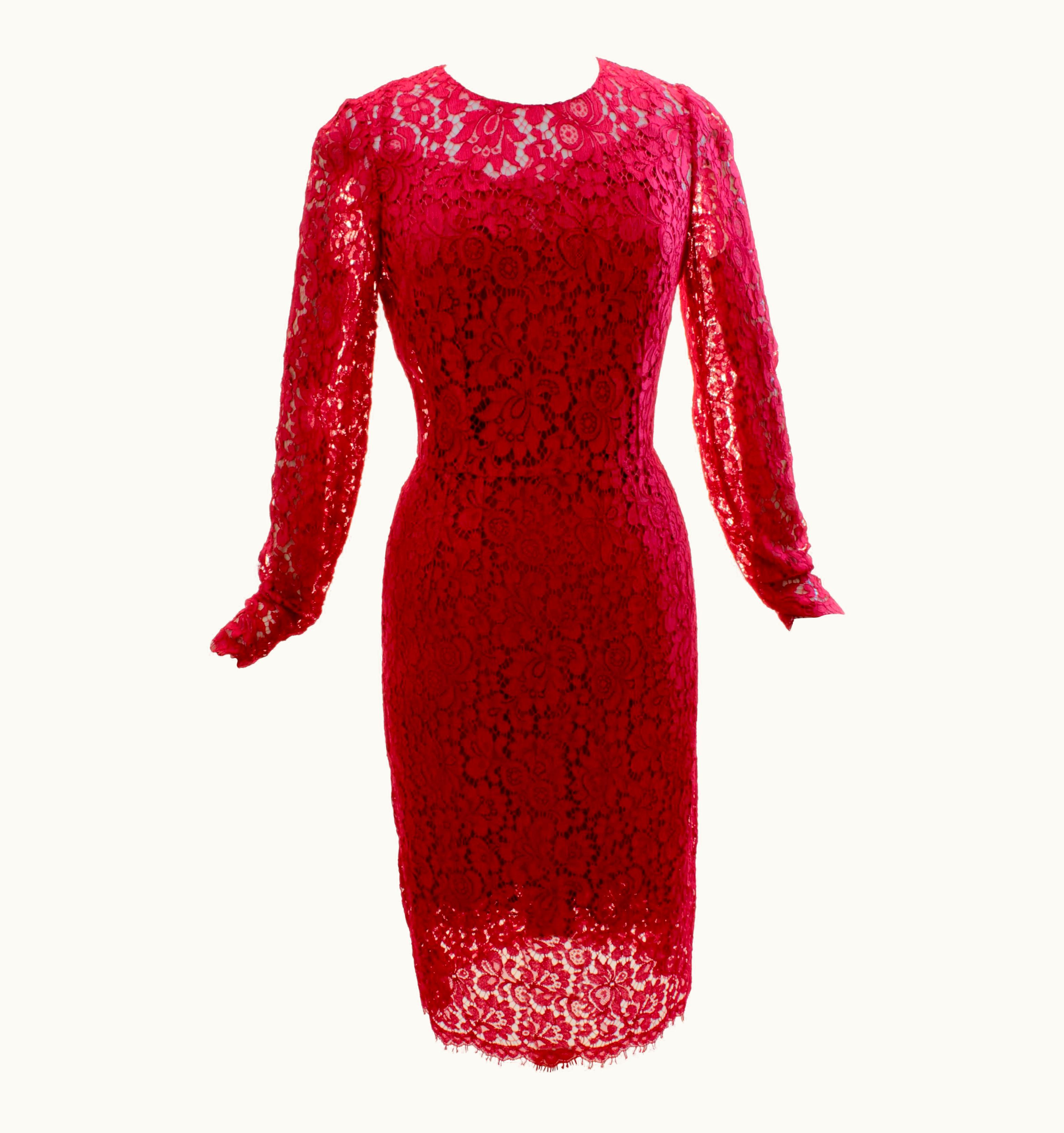 Dolce & Gabbana Dolce & Gabbana Red Lace Dress Cocktail Holiday 2013 Marie Claire Cover