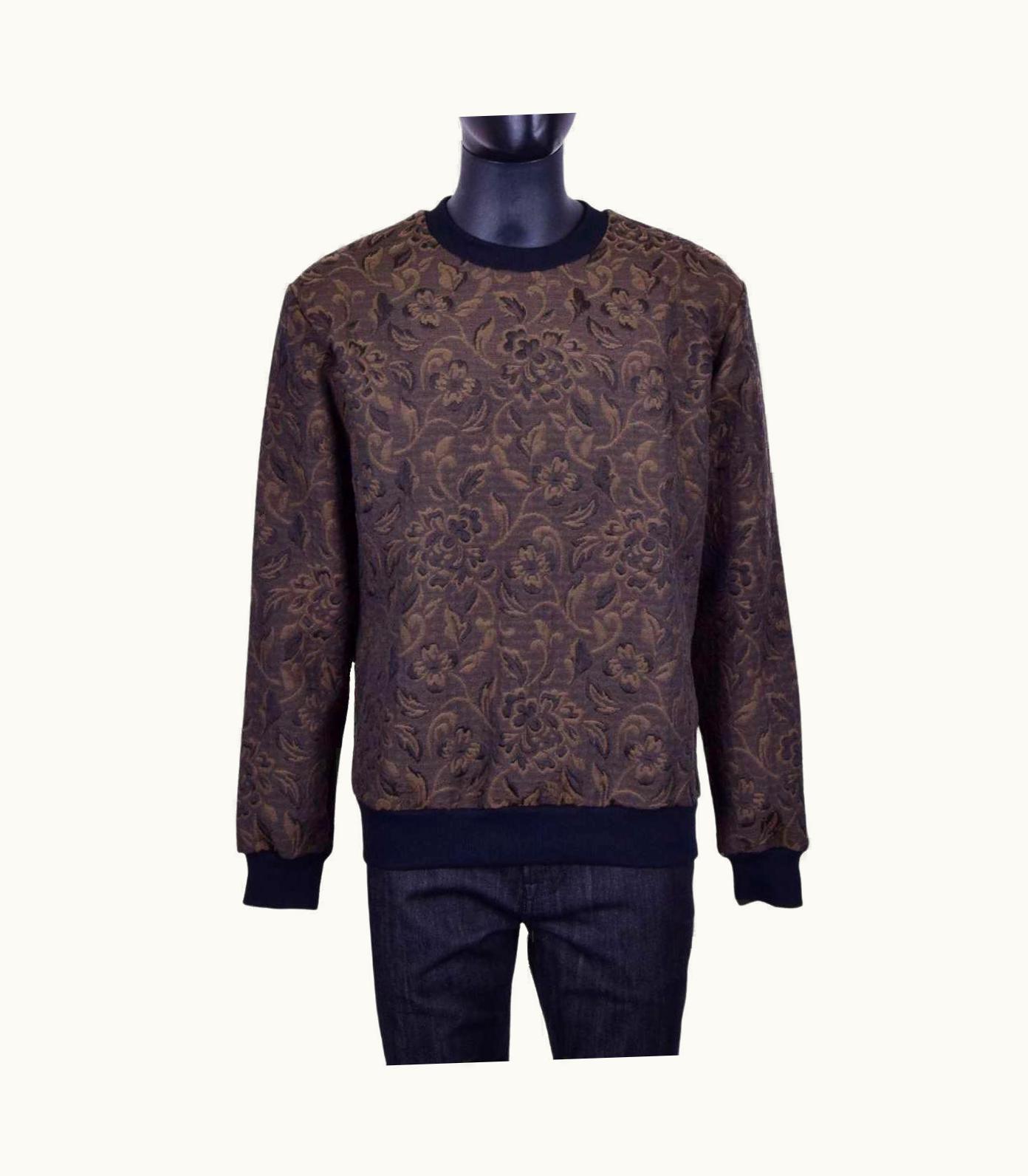 Dolce & Gabbana Dolce & Gabbana - Oversize Floral Brocade Sweater Brown Black