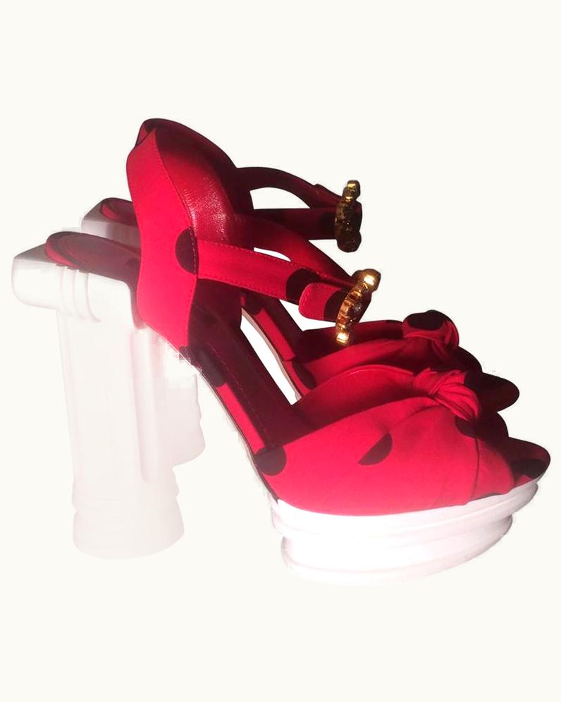 Dolce & Gabbana Dolce & Gabbana 2014 White Greek Column Pillar Red Black Polka Dot Heel Shoe