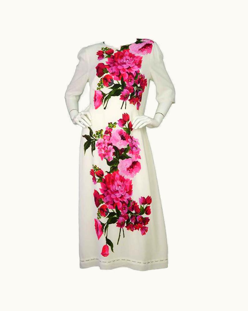 Dolce & Gabbana Dolce & Gabbana 2016 Nwt White Floral Print Silk Dress